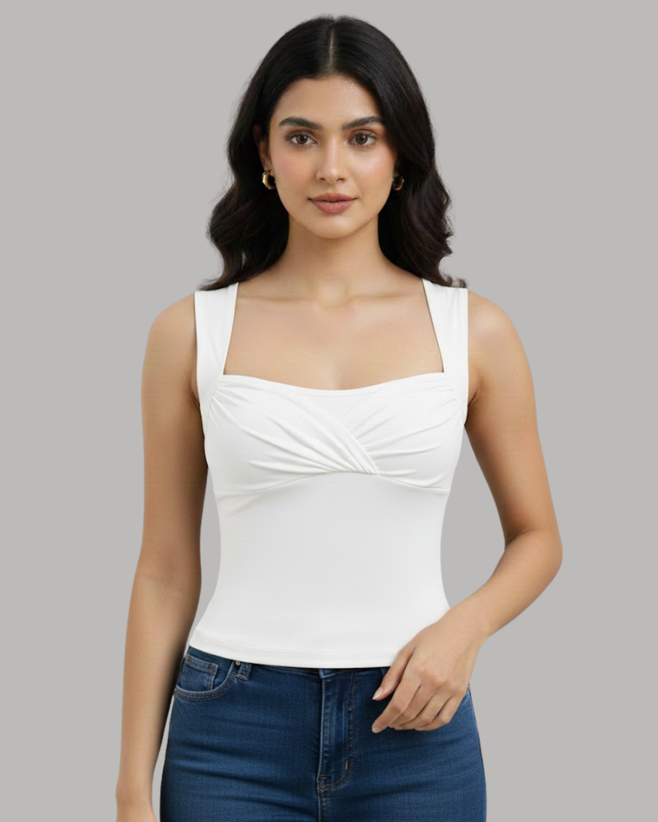 Luna Twist Contour Fit Camisole-White