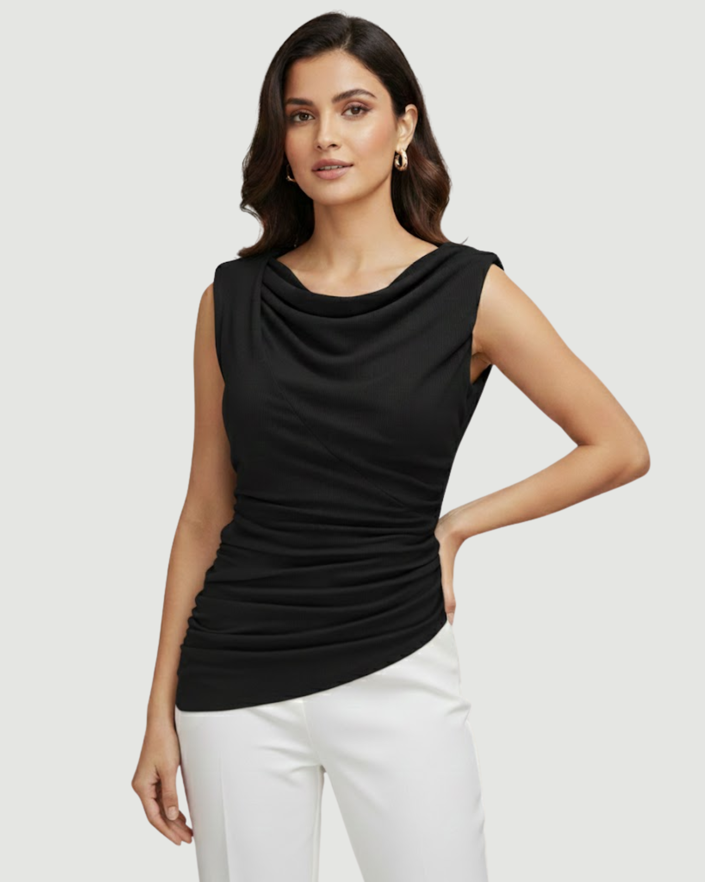 VelvetDrift Draped Crop-Black