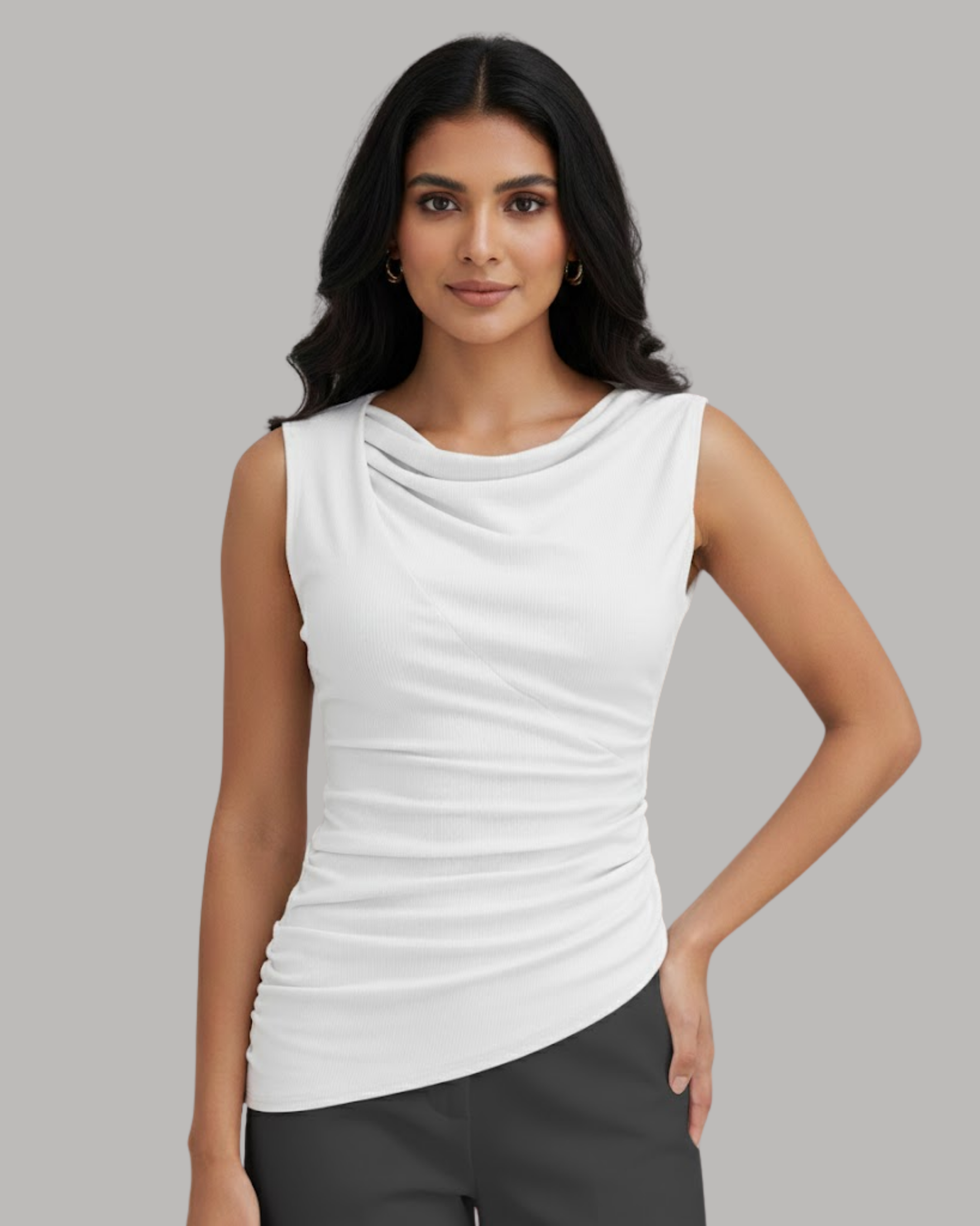 VelvetDrift Draped Crop-White