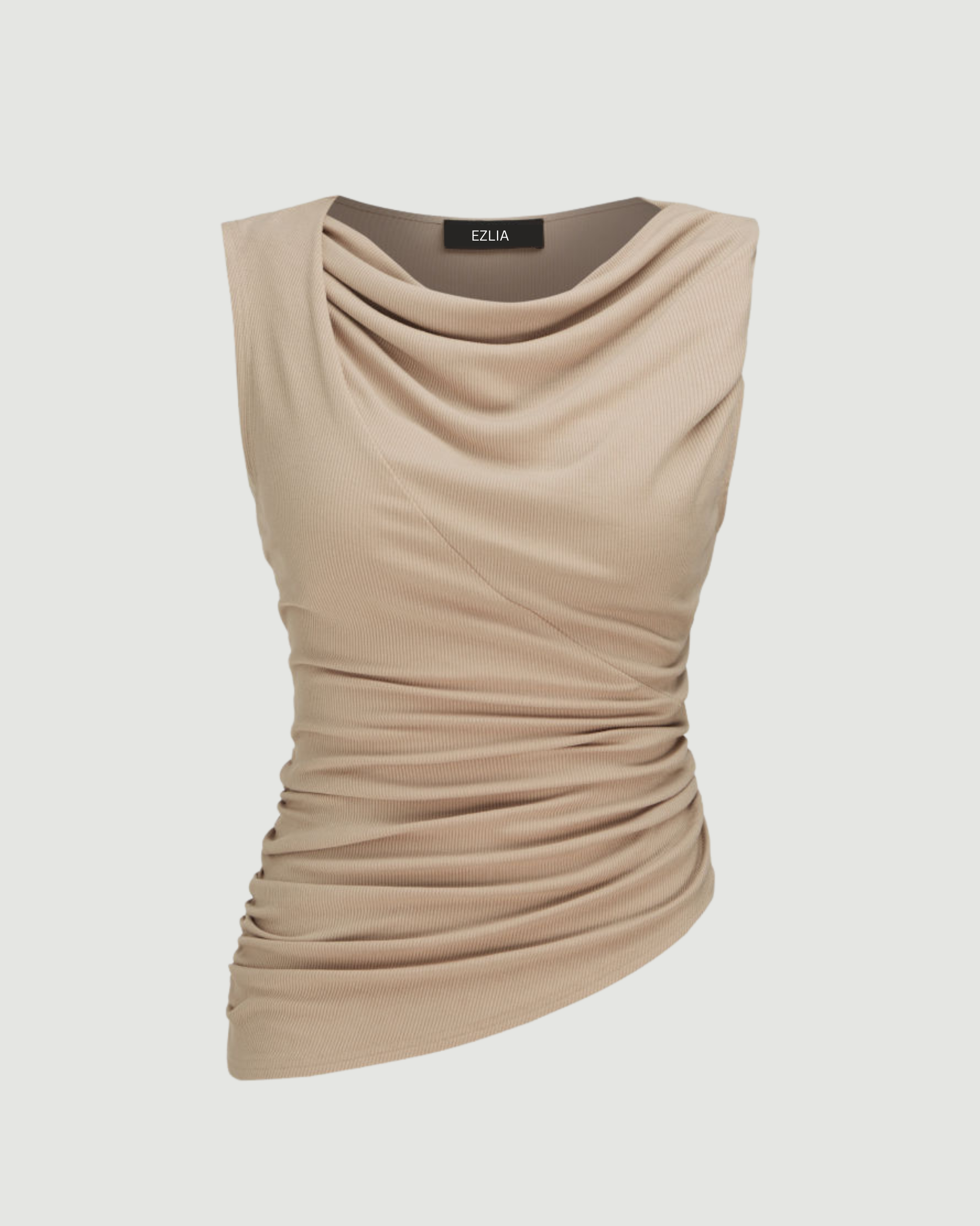 VelvetDrift Draped Crop - Khakhi