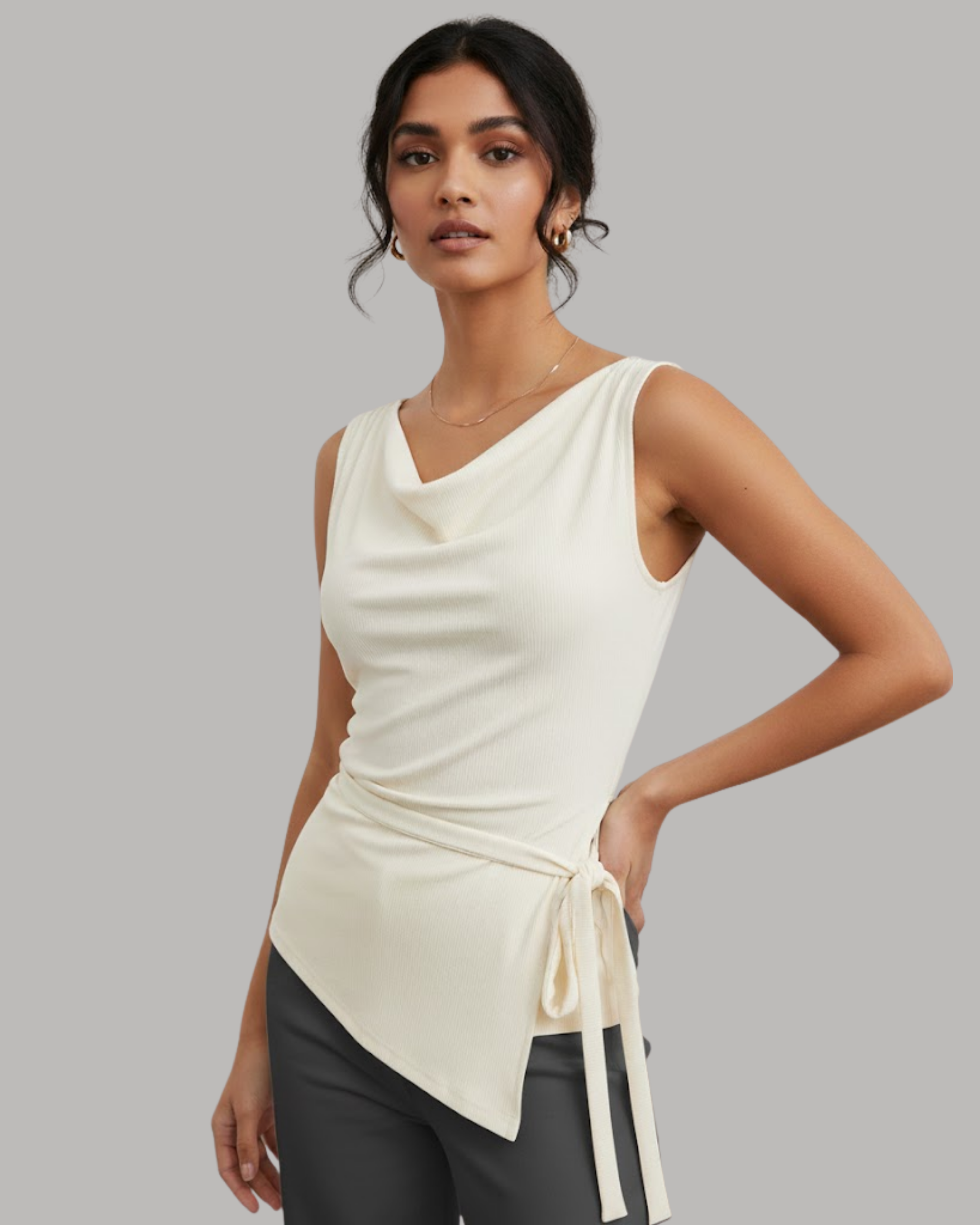 WaveKnot Fluid Curve Tank - Beige