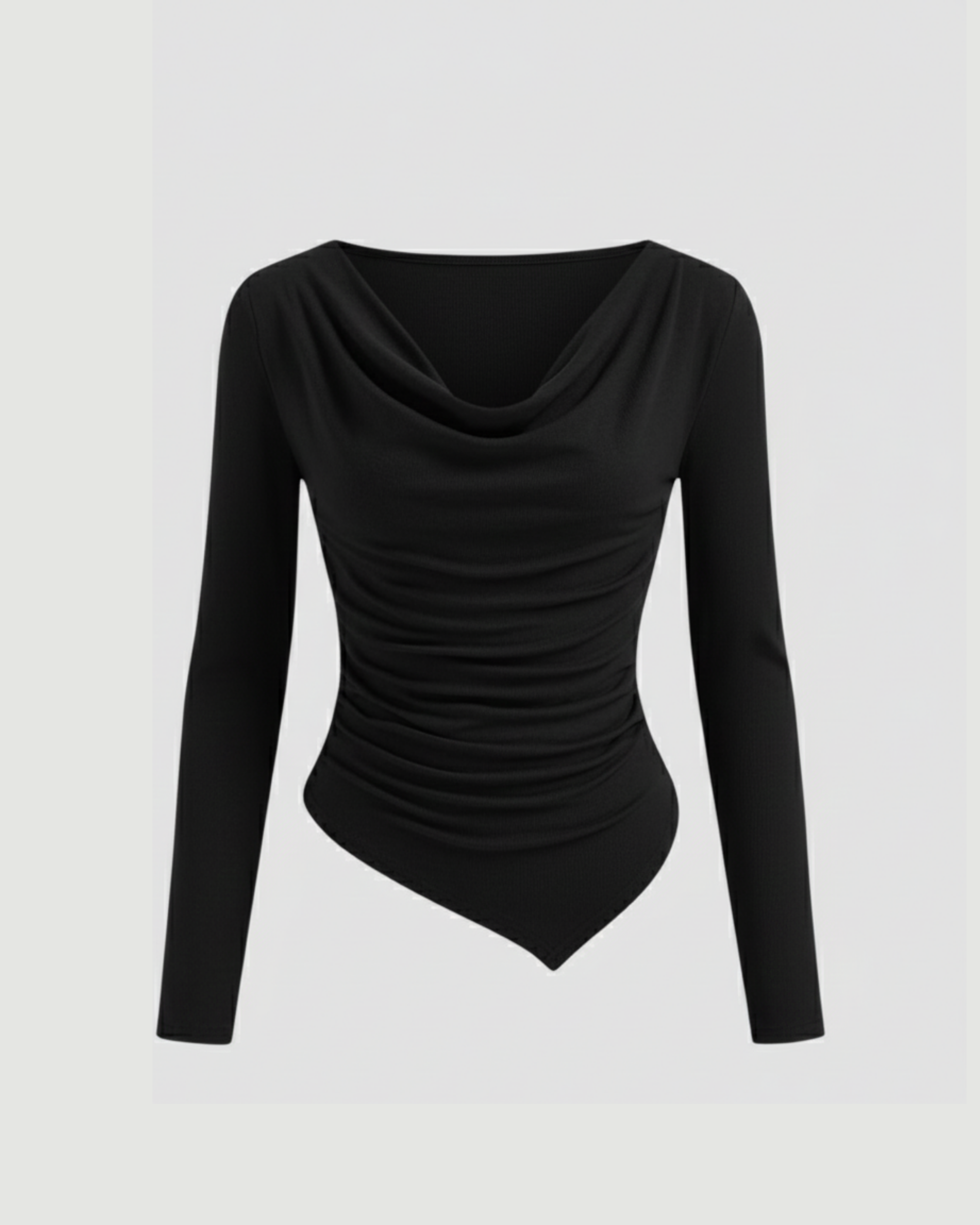 KnitAura Draped Edge Pullover-Black