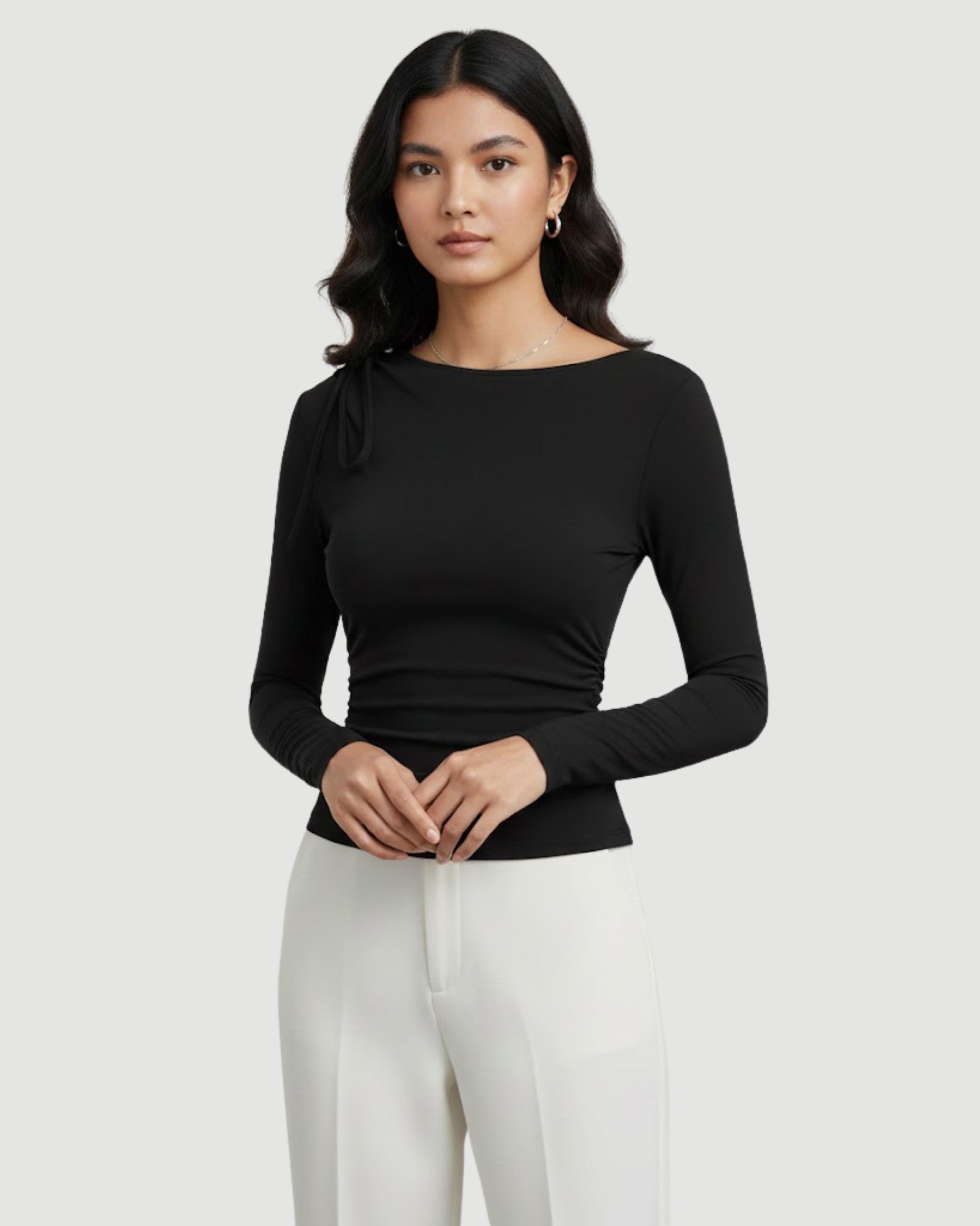 SideKnot Elegance Sleeve Top-Black