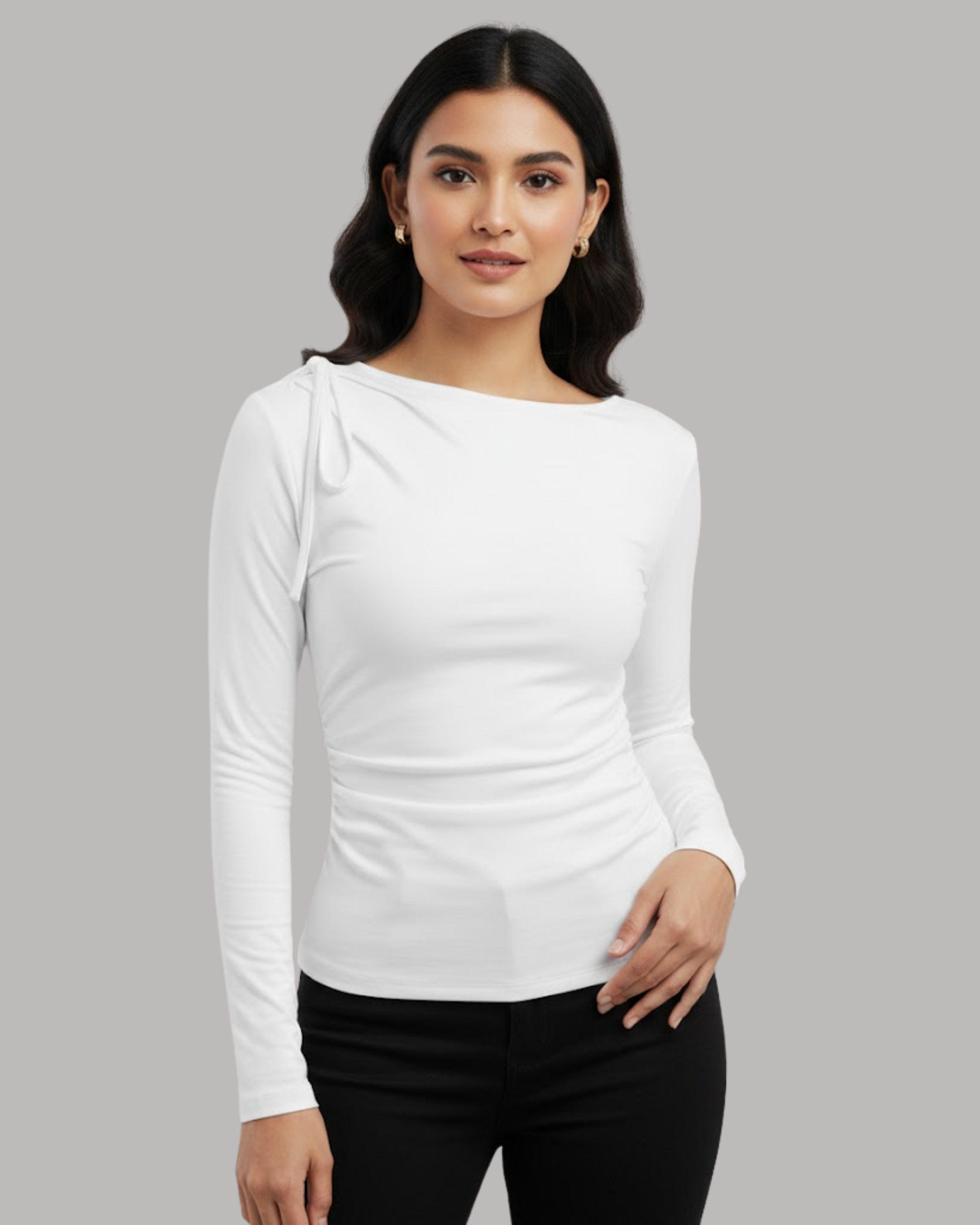 SideKnot Elegance Sleeve Top-White