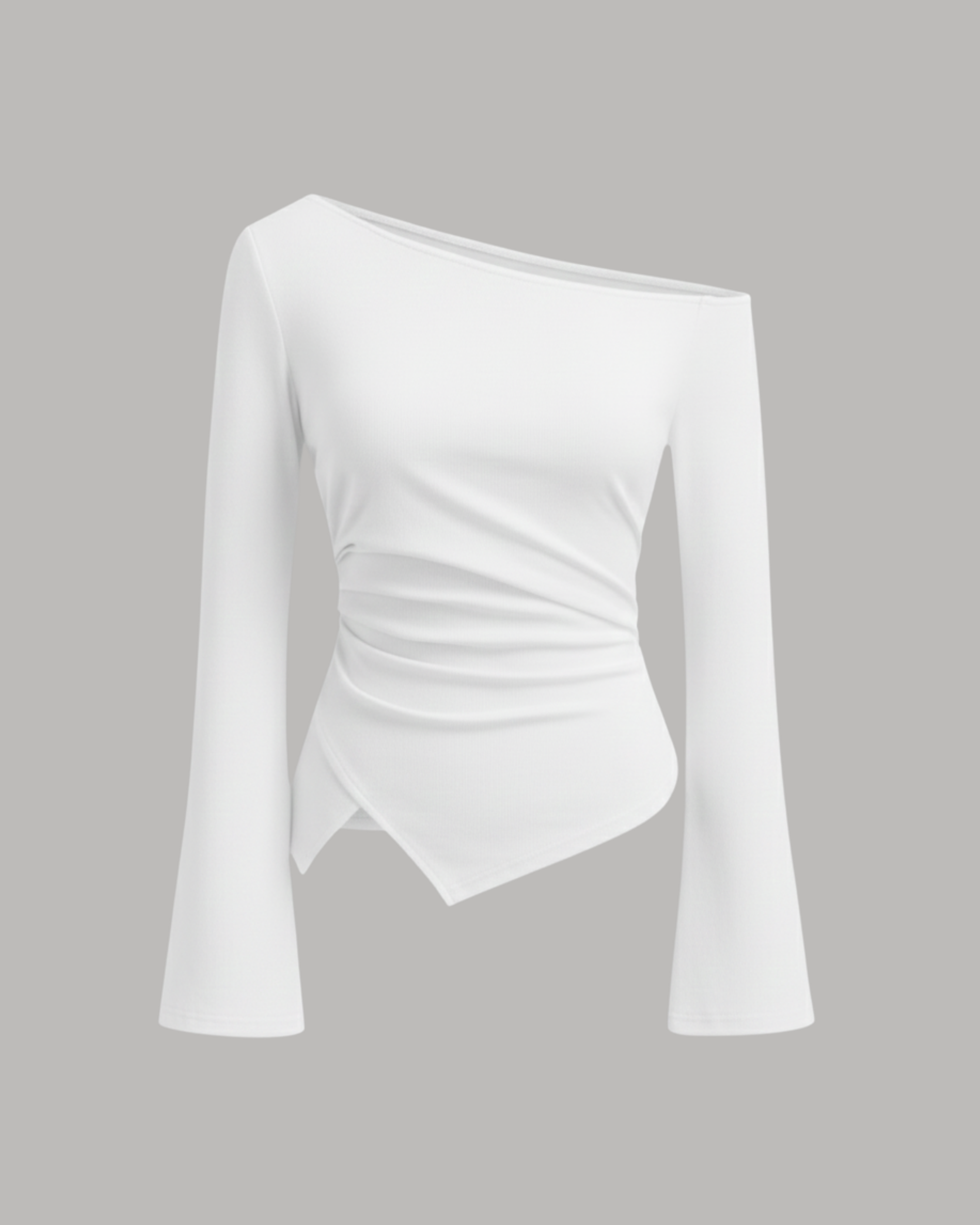 FlairLine SoftWave Sleeve Blouse-White