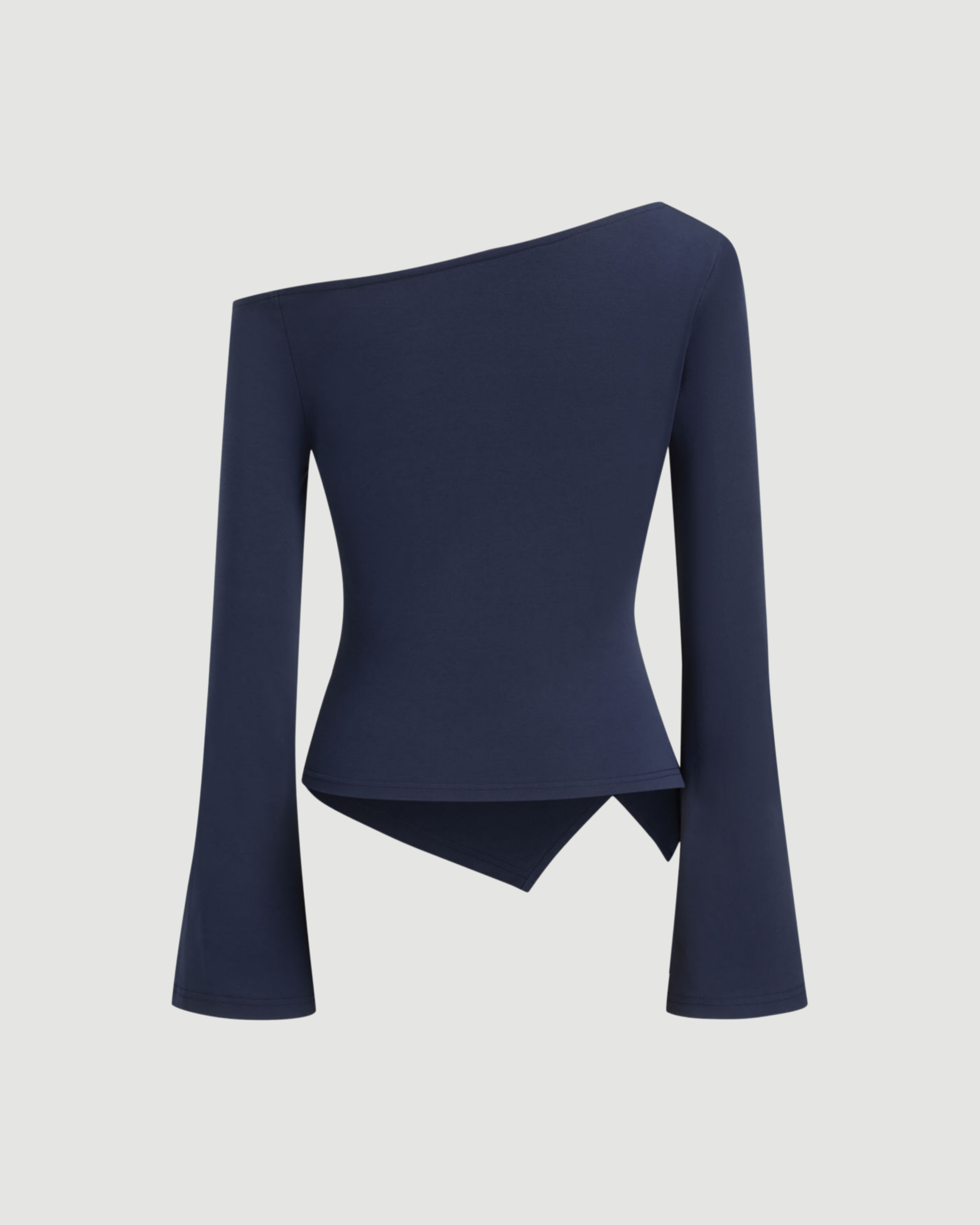 FlairLine SoftWave Sleeve Blouse - Navy Blue