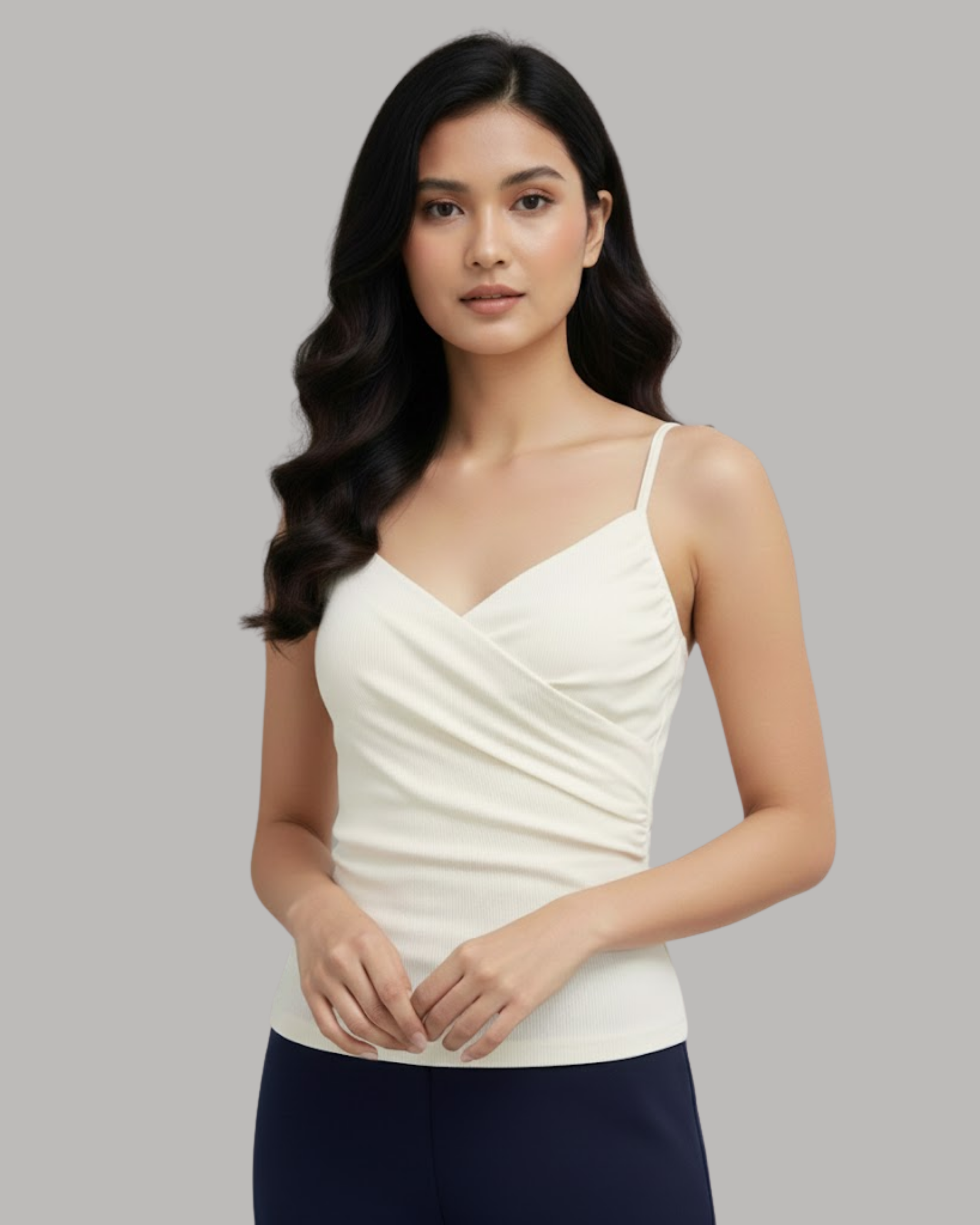 GlideWrap V-Neck Slim Cami - Cream