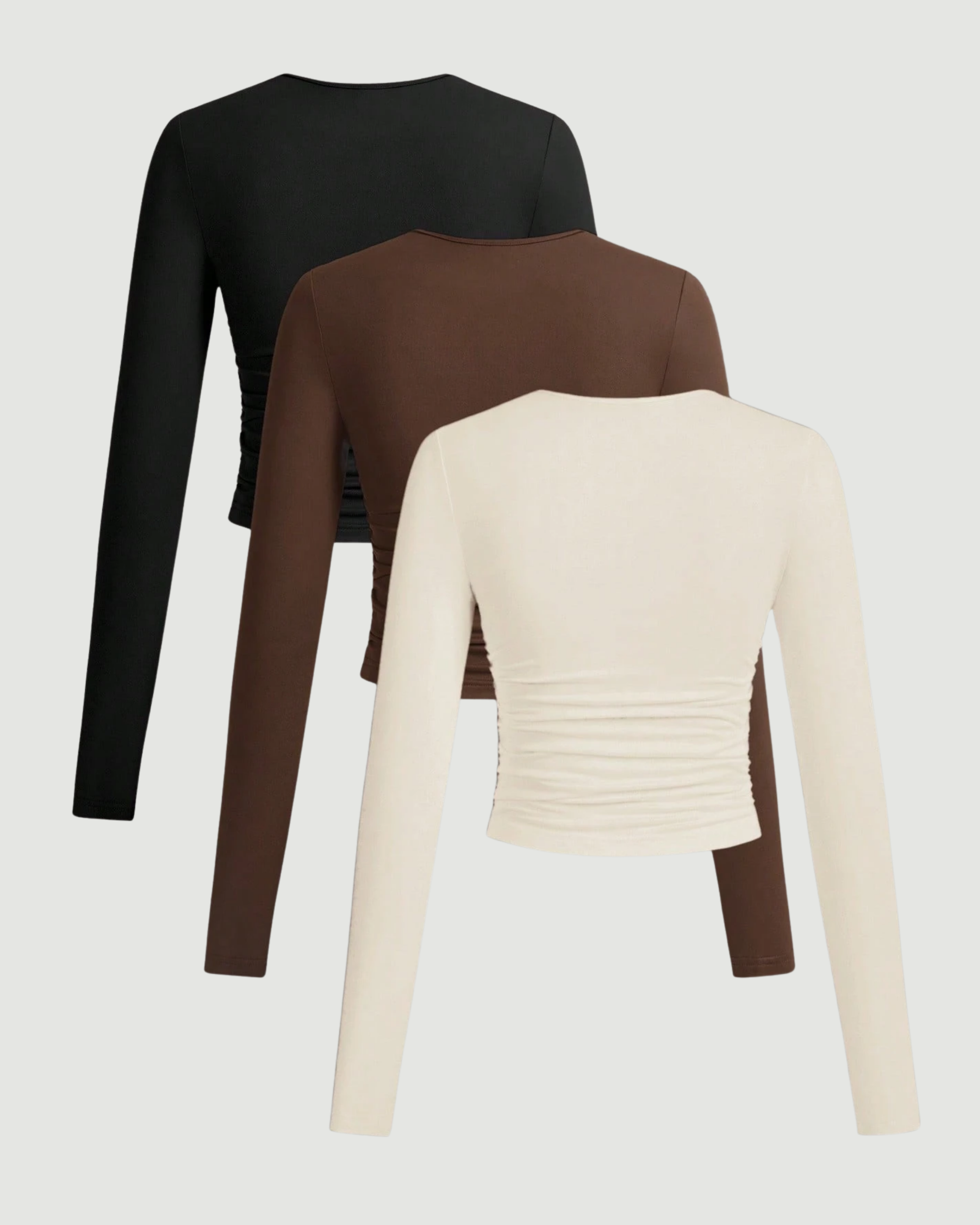 CozyLayer WinterFlex Long Sleeve Set - Choco Brown & Cream & Black