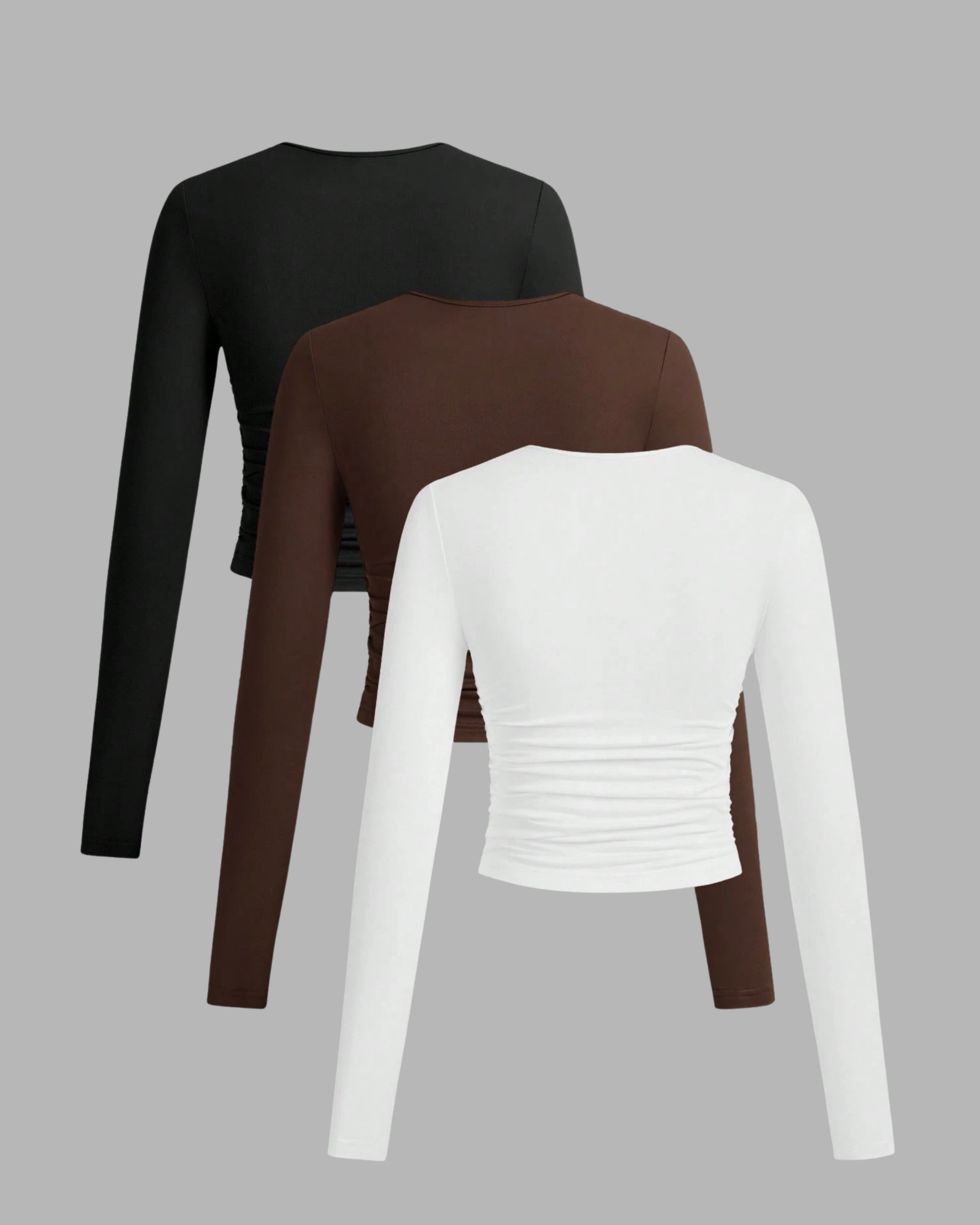 CozyLayer WinterFlex Long Sleeve Set-Choco Brown & White & Black