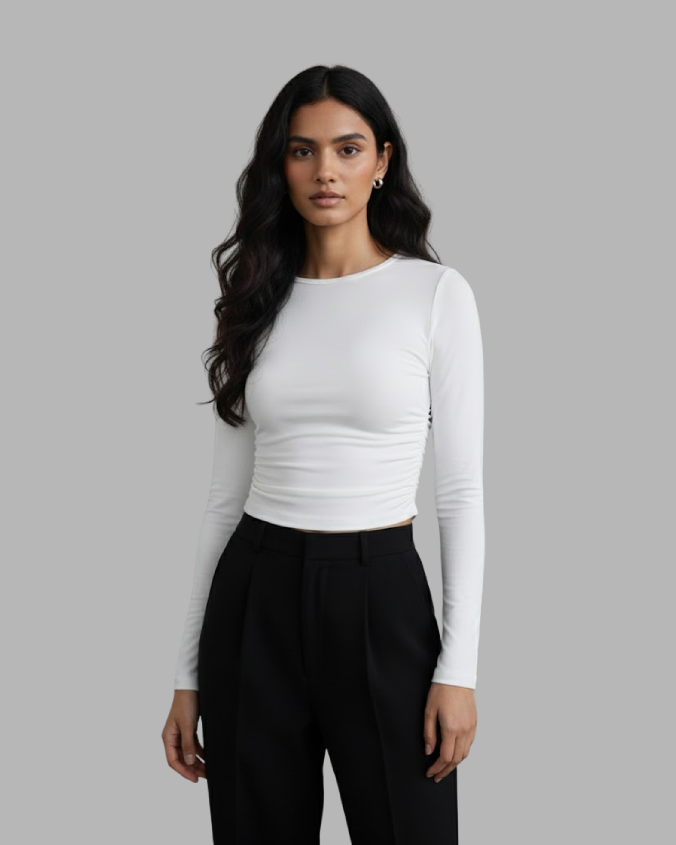 CozyLayer WinterFlex Long Sleeve Set-Choco Brown & White & Black