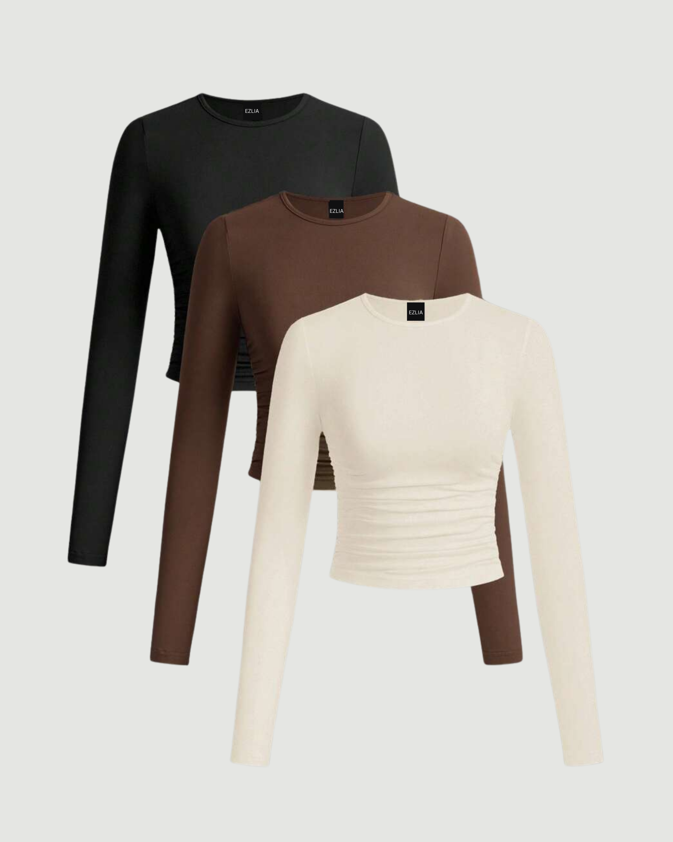 CozyLayer WinterFlex Long Sleeve Set - Choco Brown & Cream & Black