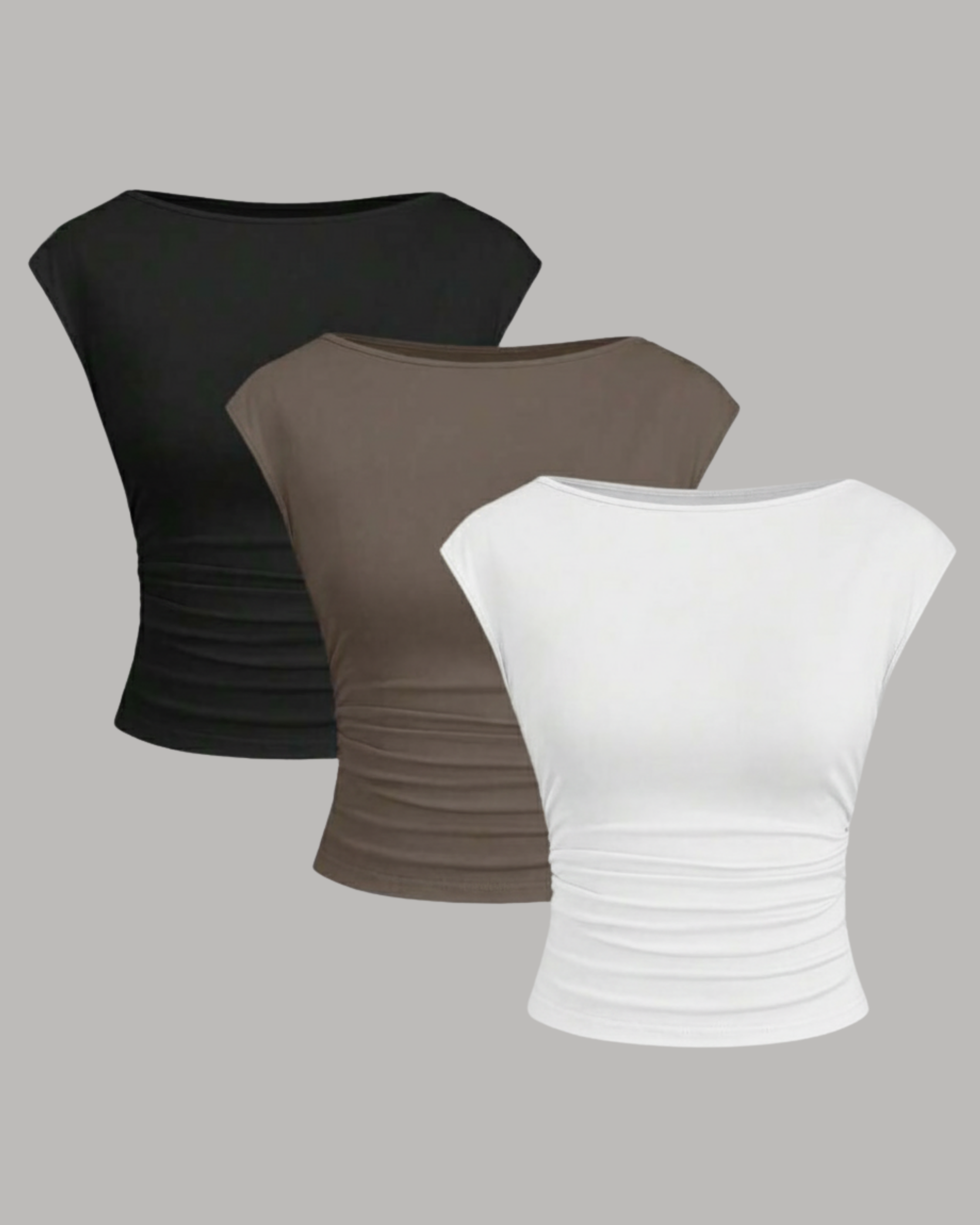 AeroFit OpenBack Active Tee Set-Black & Brown & White