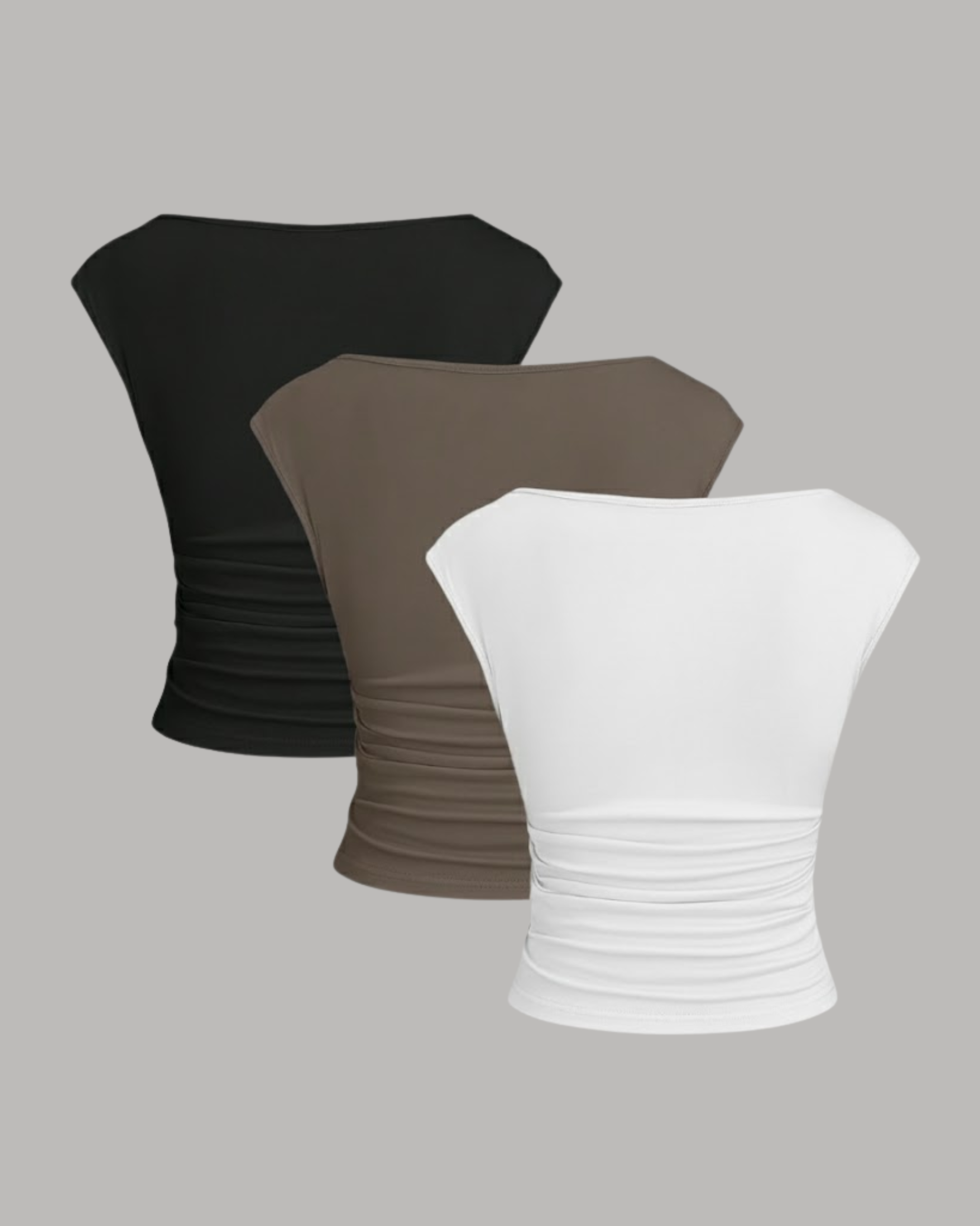AeroFit OpenBack Active Tee Set-Black & Brown & White