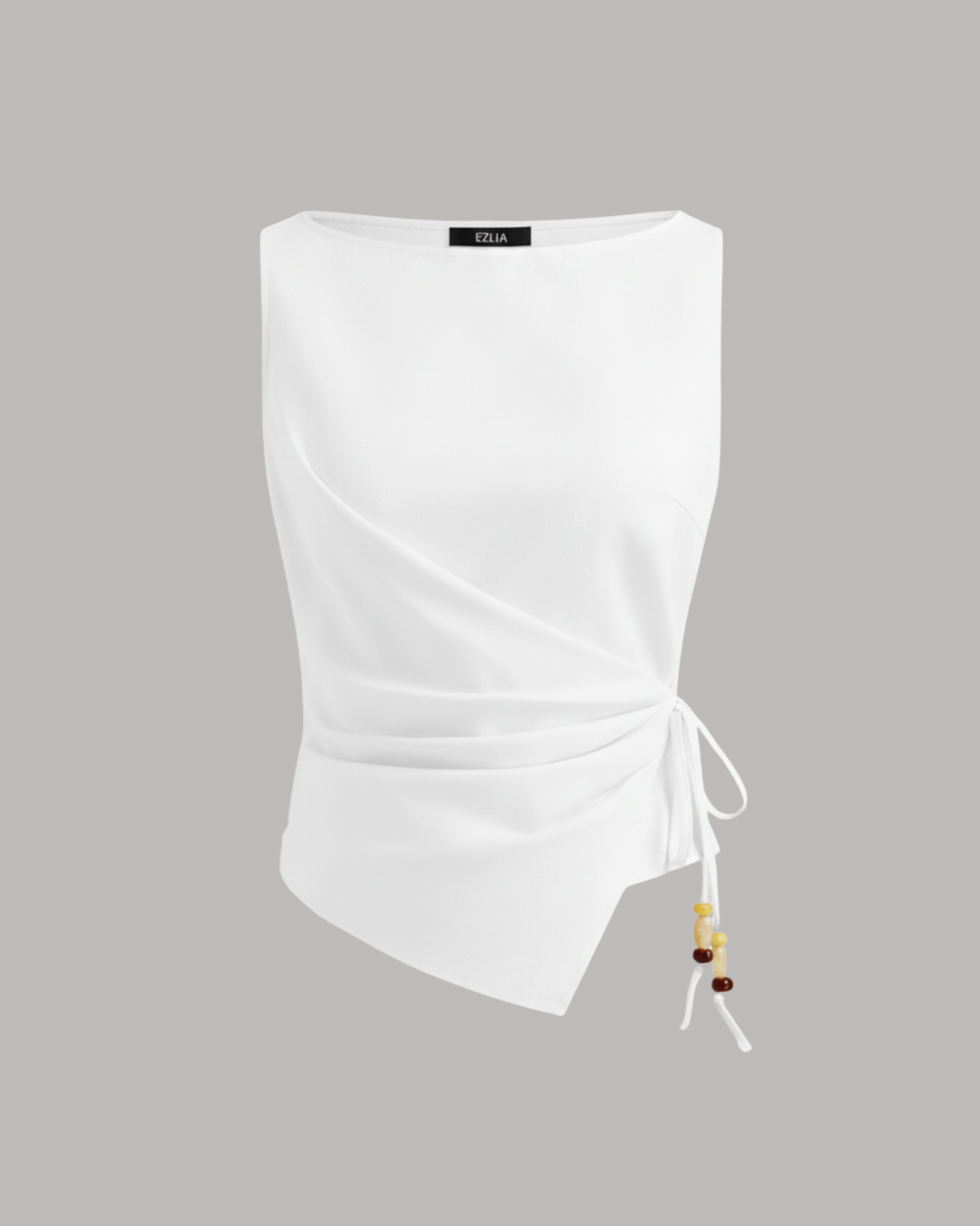 LinenWave Knot-Front Weekend Top-White