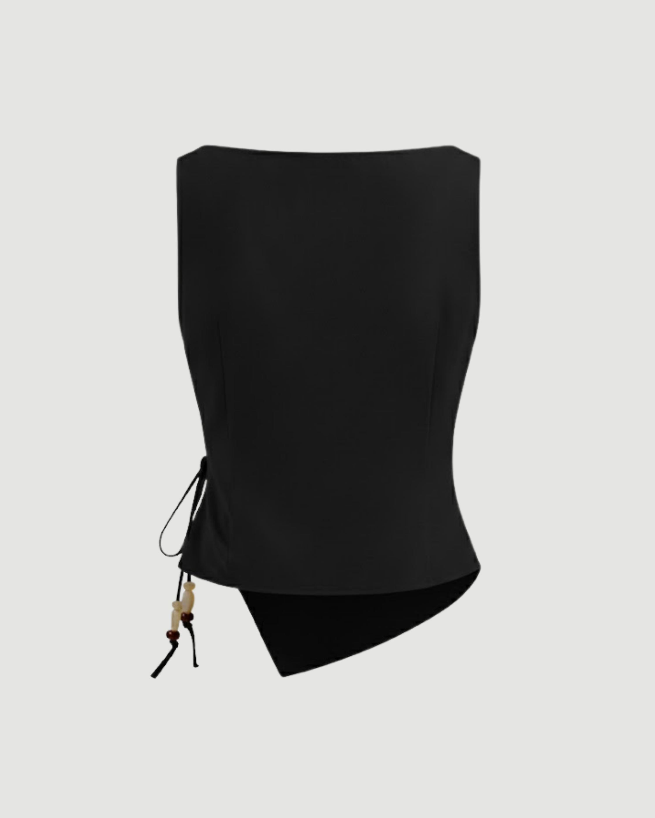 LinenWave Knot-Front Weekend Top-Black