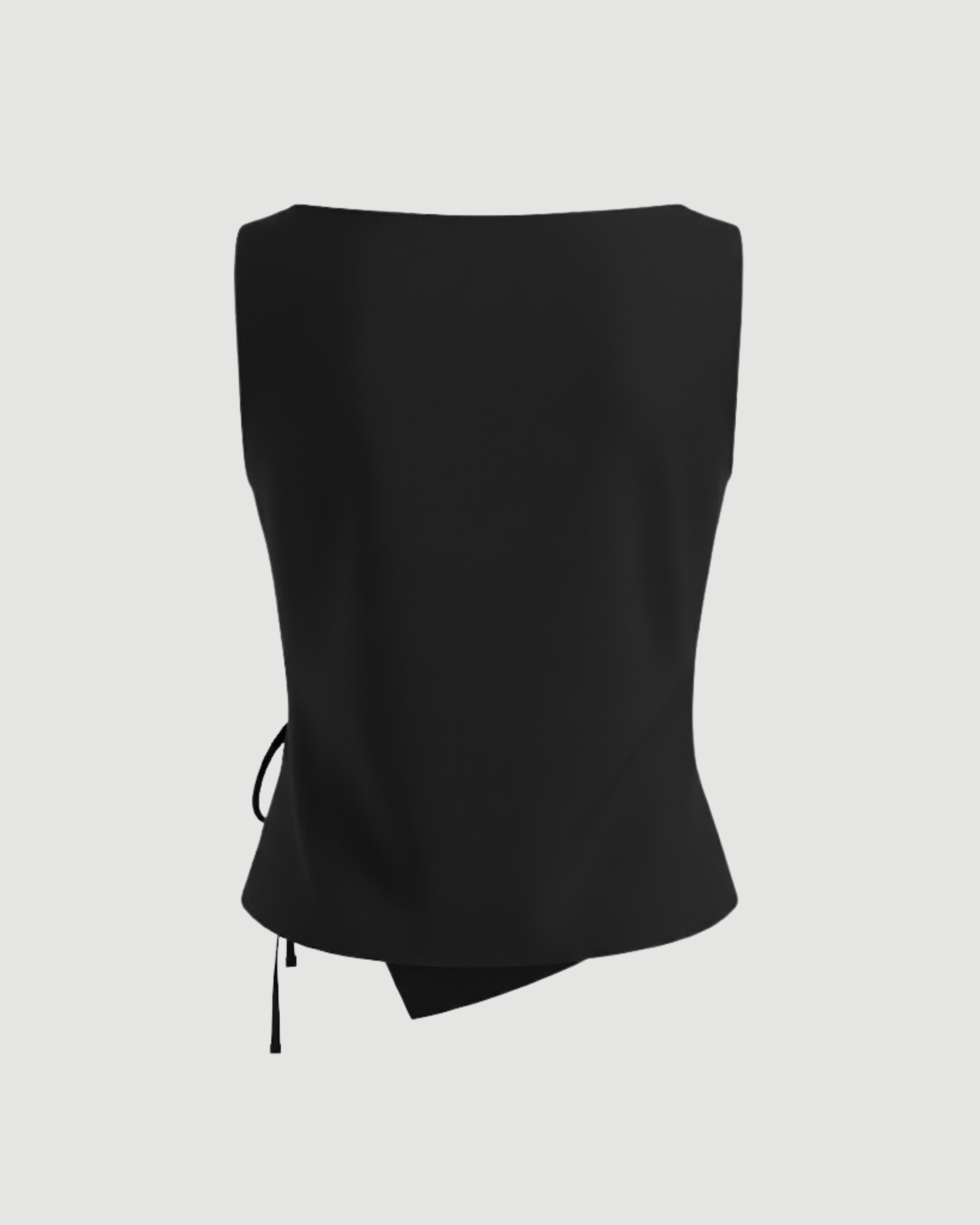LinenWave Knot-Front Weekend Top-Black