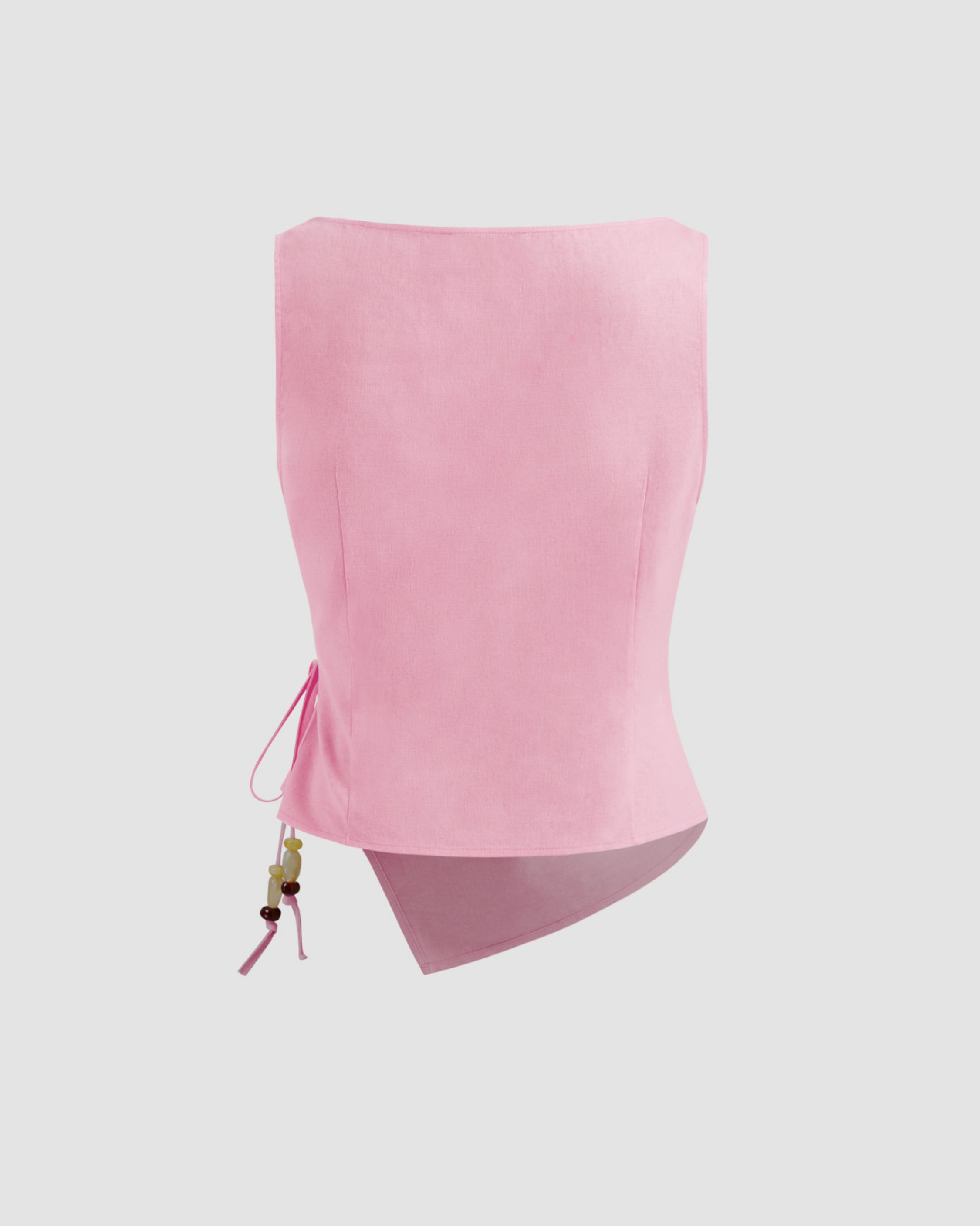 LinenWave Knot-Front Weekend Top - Pink