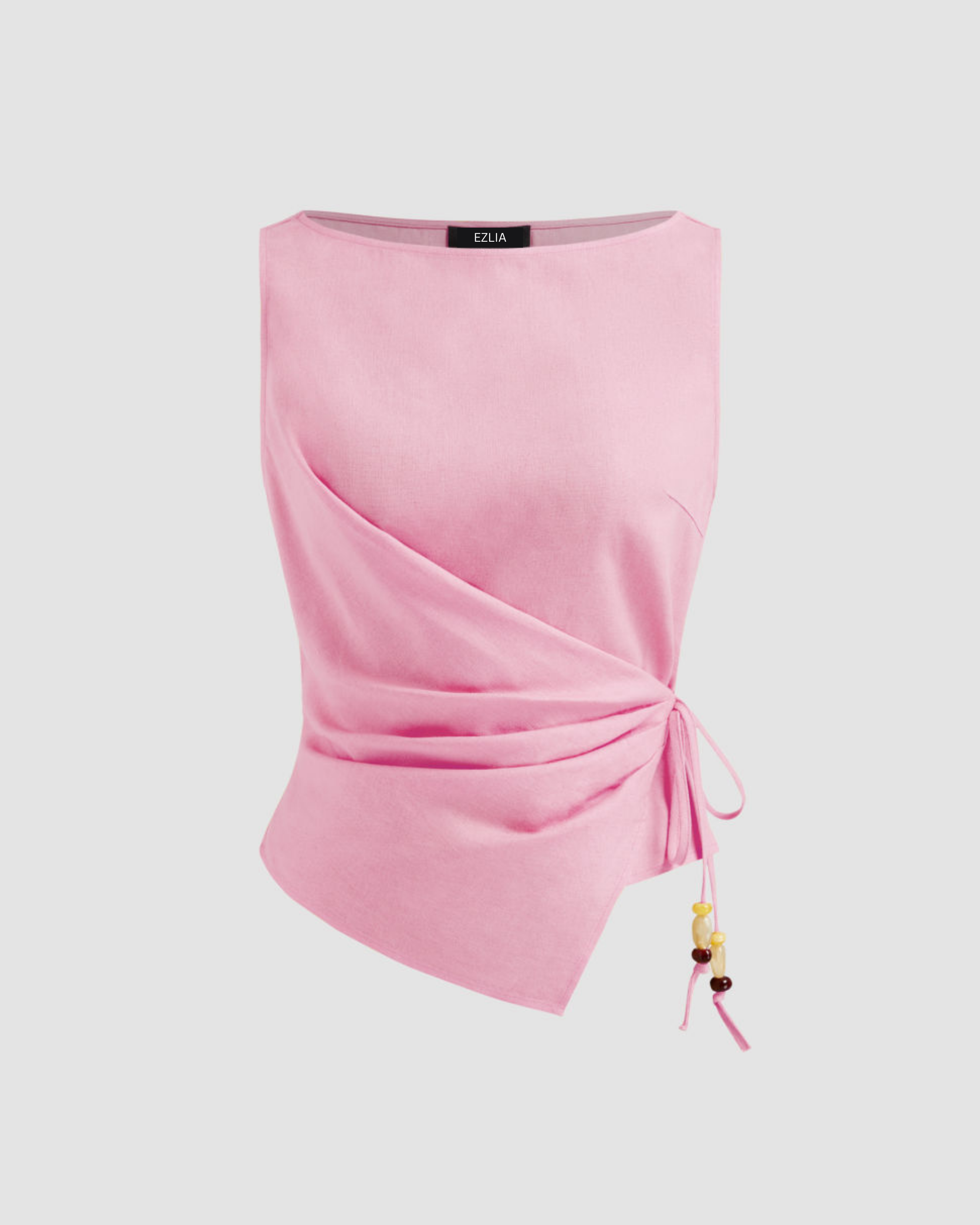 LinenWave Knot-Front Weekend Top - Pink