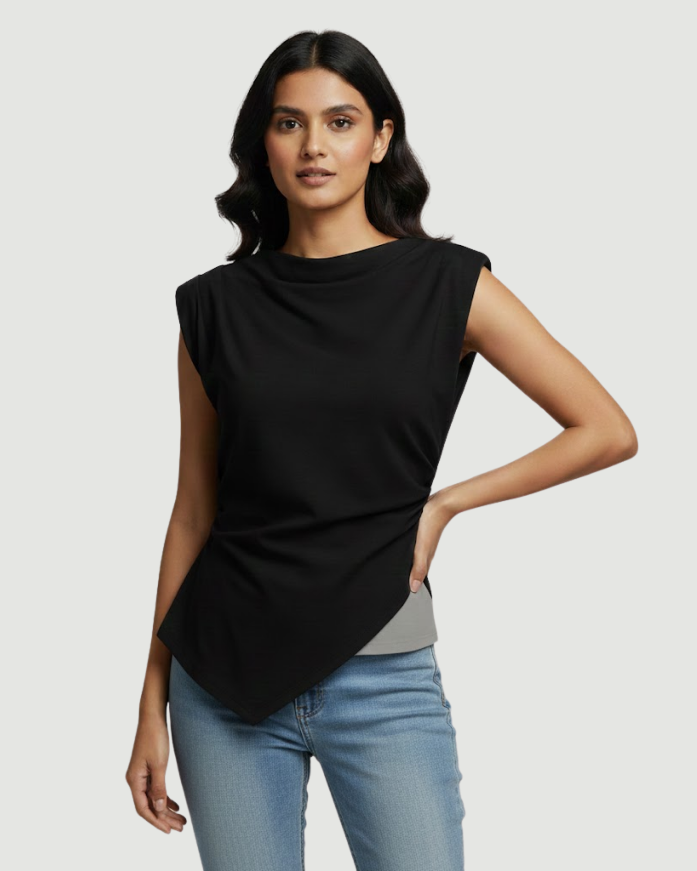 Drapeline-elegant-fall-top-Black