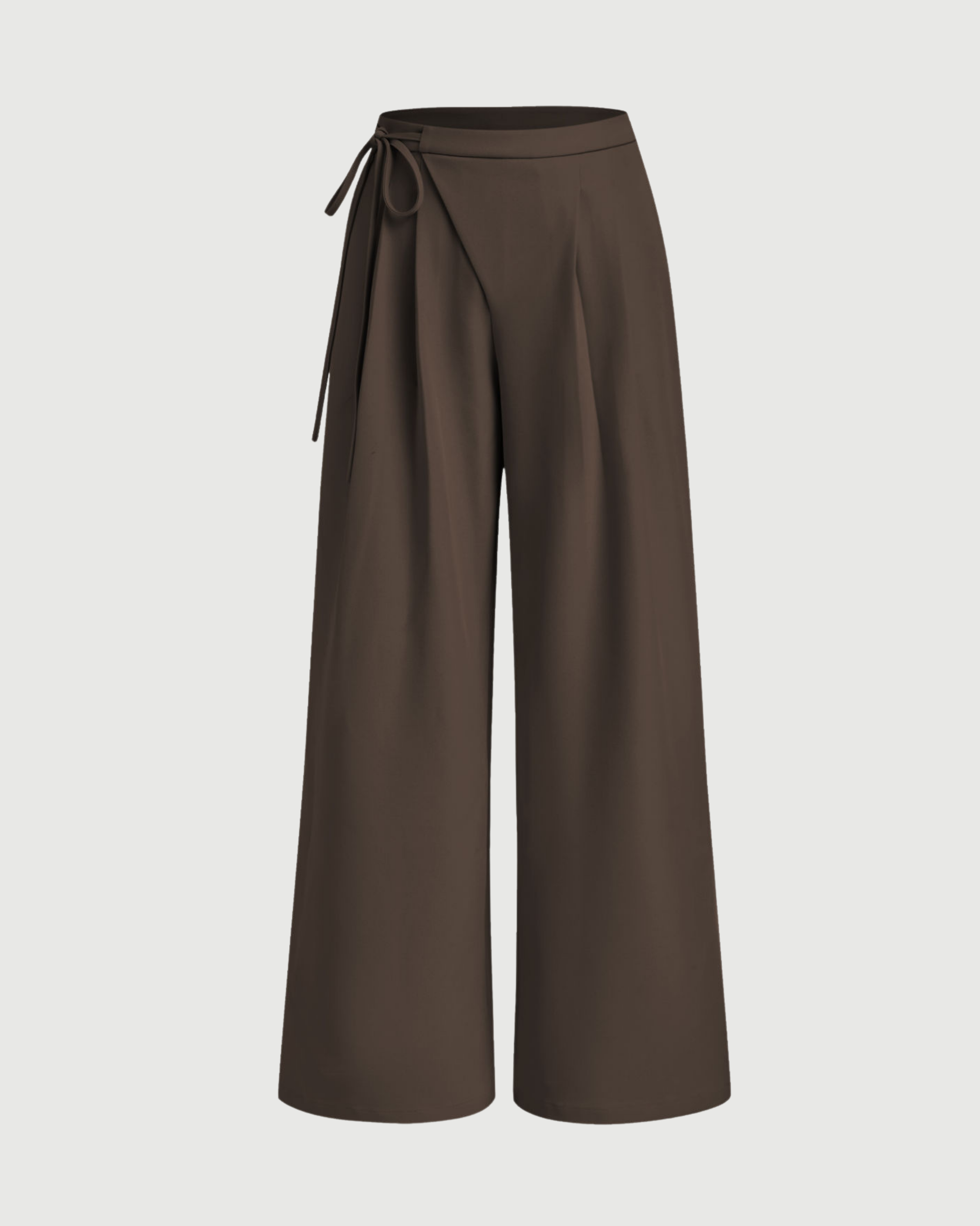 Tie-Side Pleated Trousers-Coffee