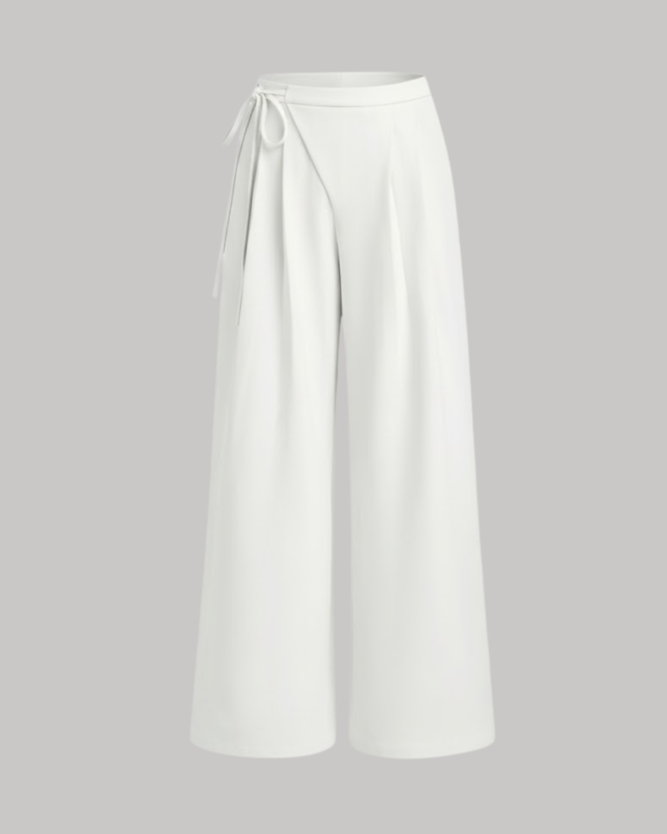 Tie-Side Pleated Trousers- White