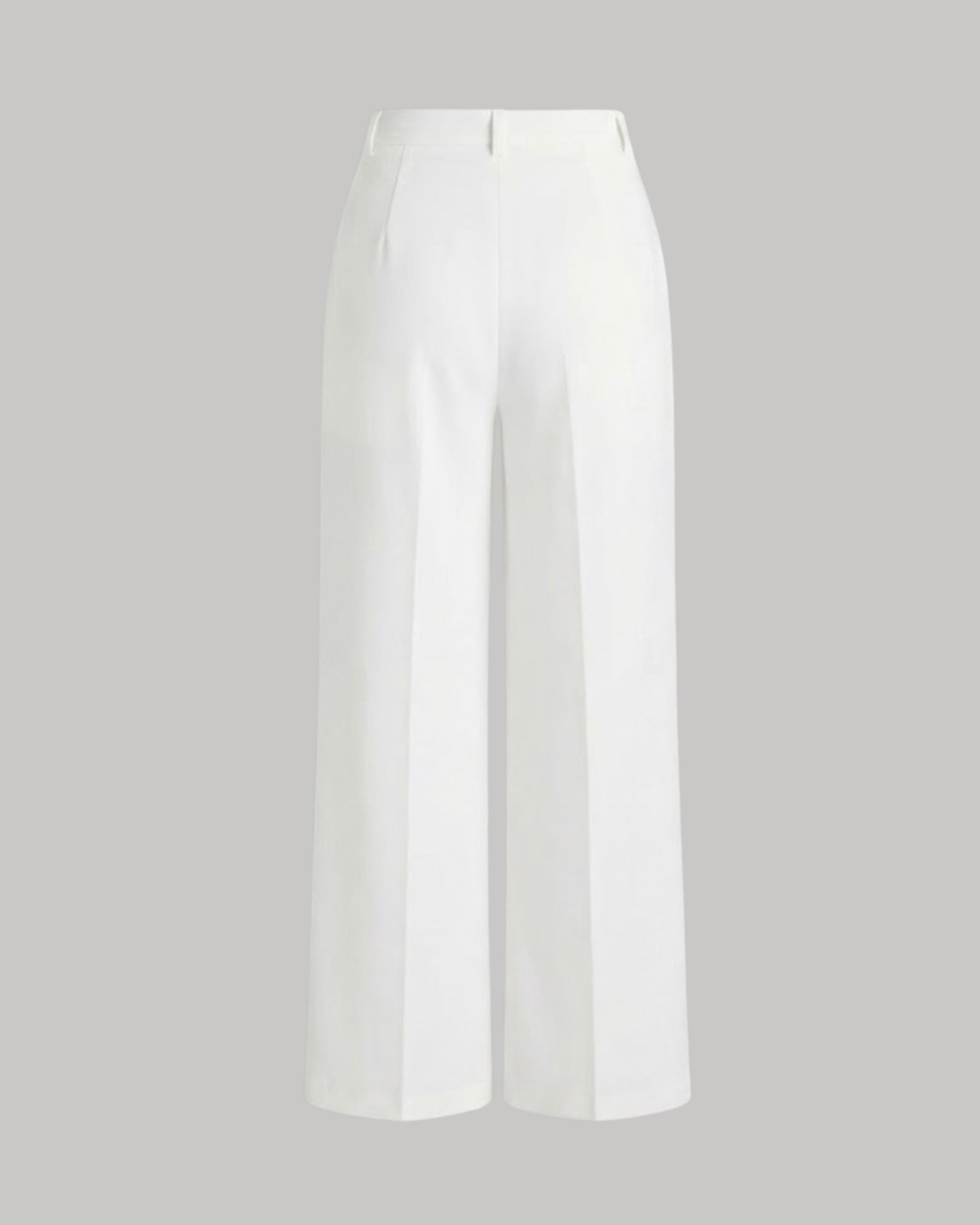 Tailored Wide-Leg Belted Trousers-White