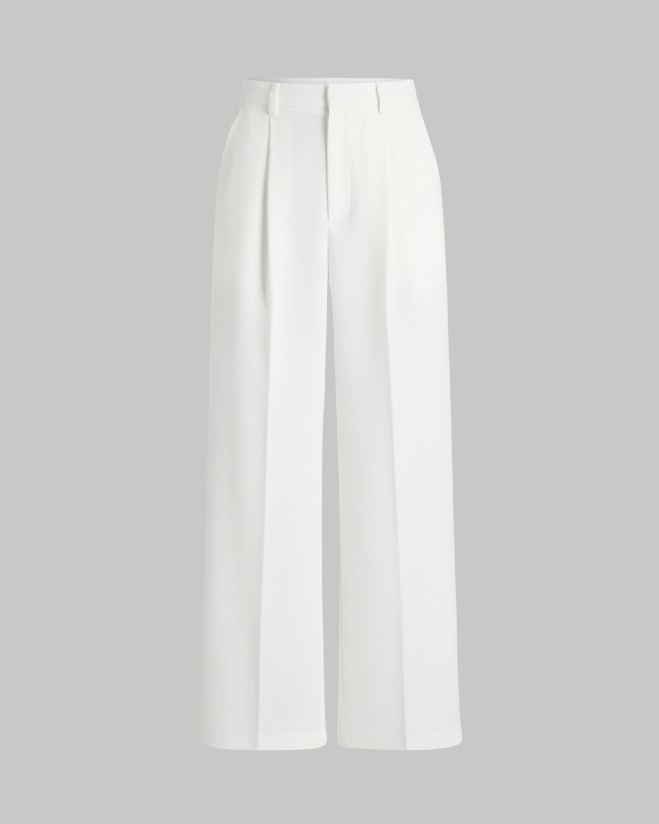 Tailored Wide-Leg Belted Trousers-White