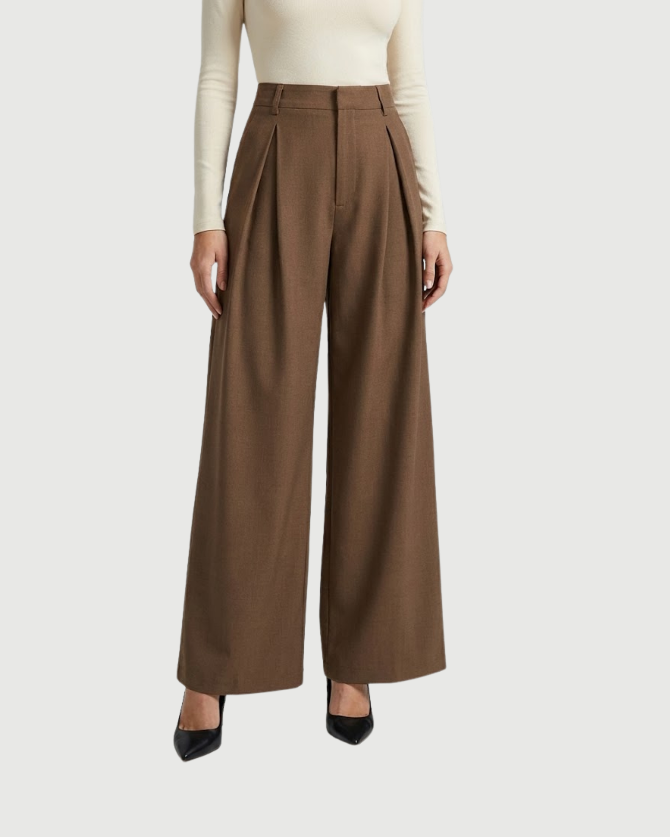 Modern Utility Straight Leg Trousers-Brown