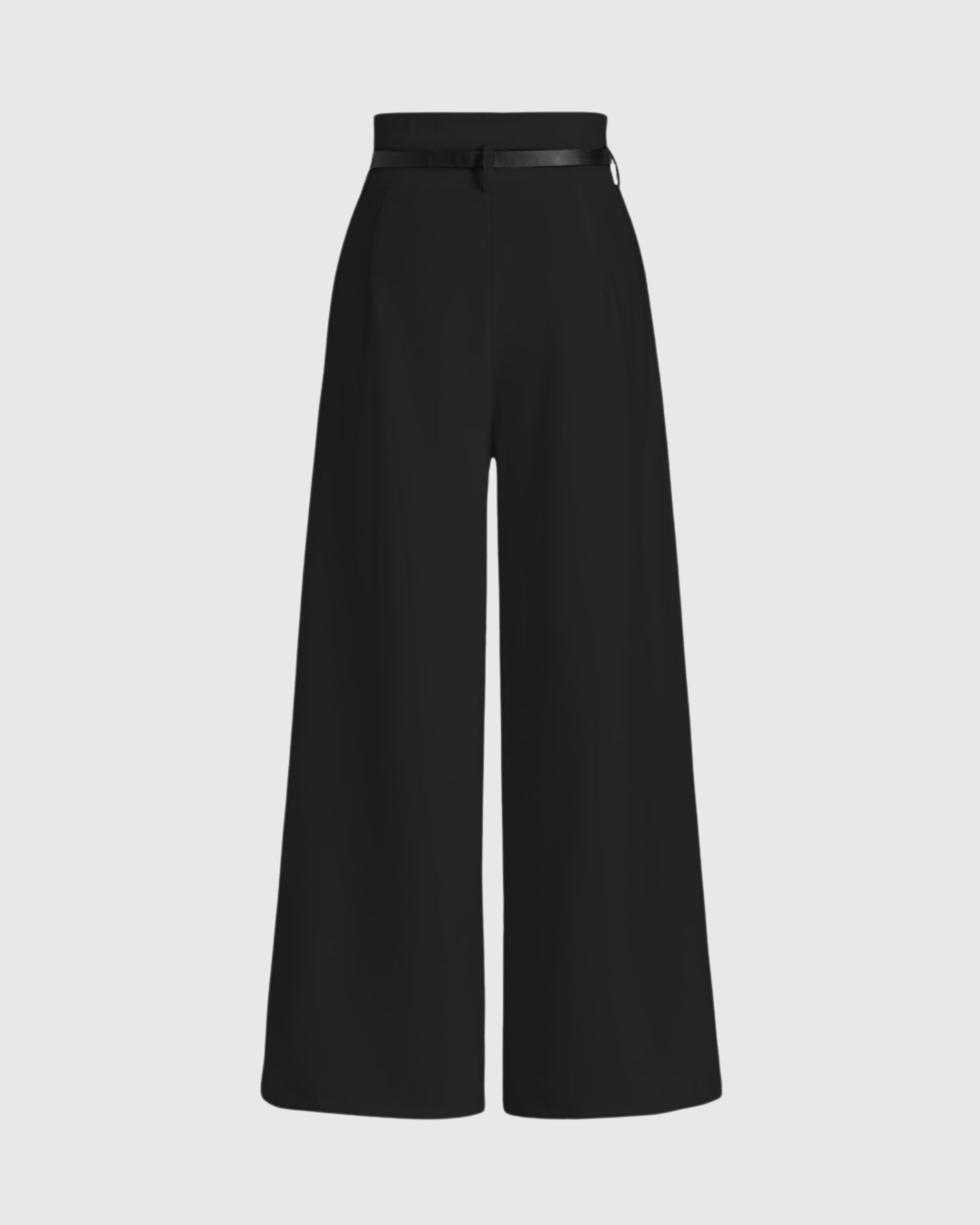 Flowy Belted Wide Leg Pants- Black