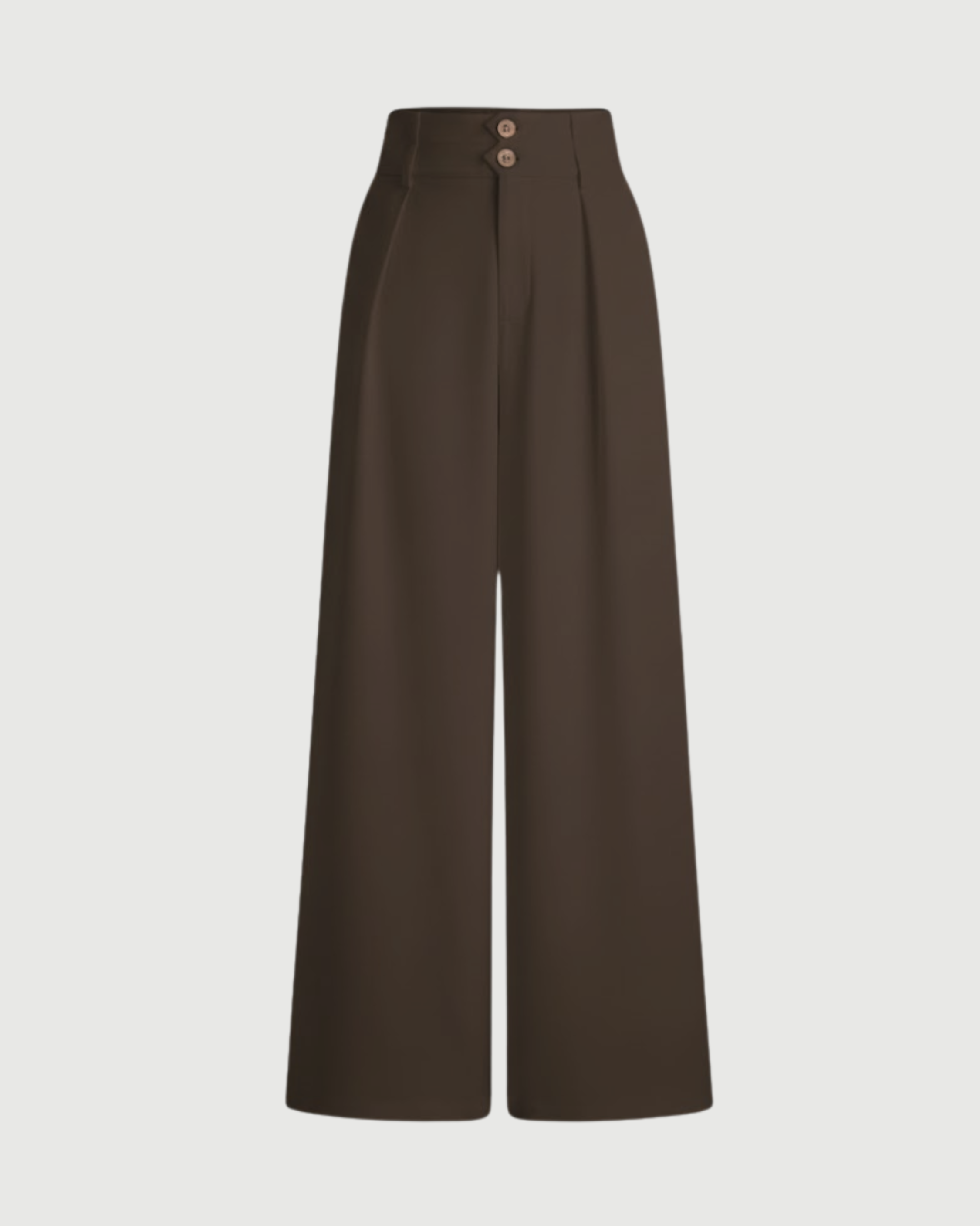 Button Detail Wide Leg Trousers-Coffee