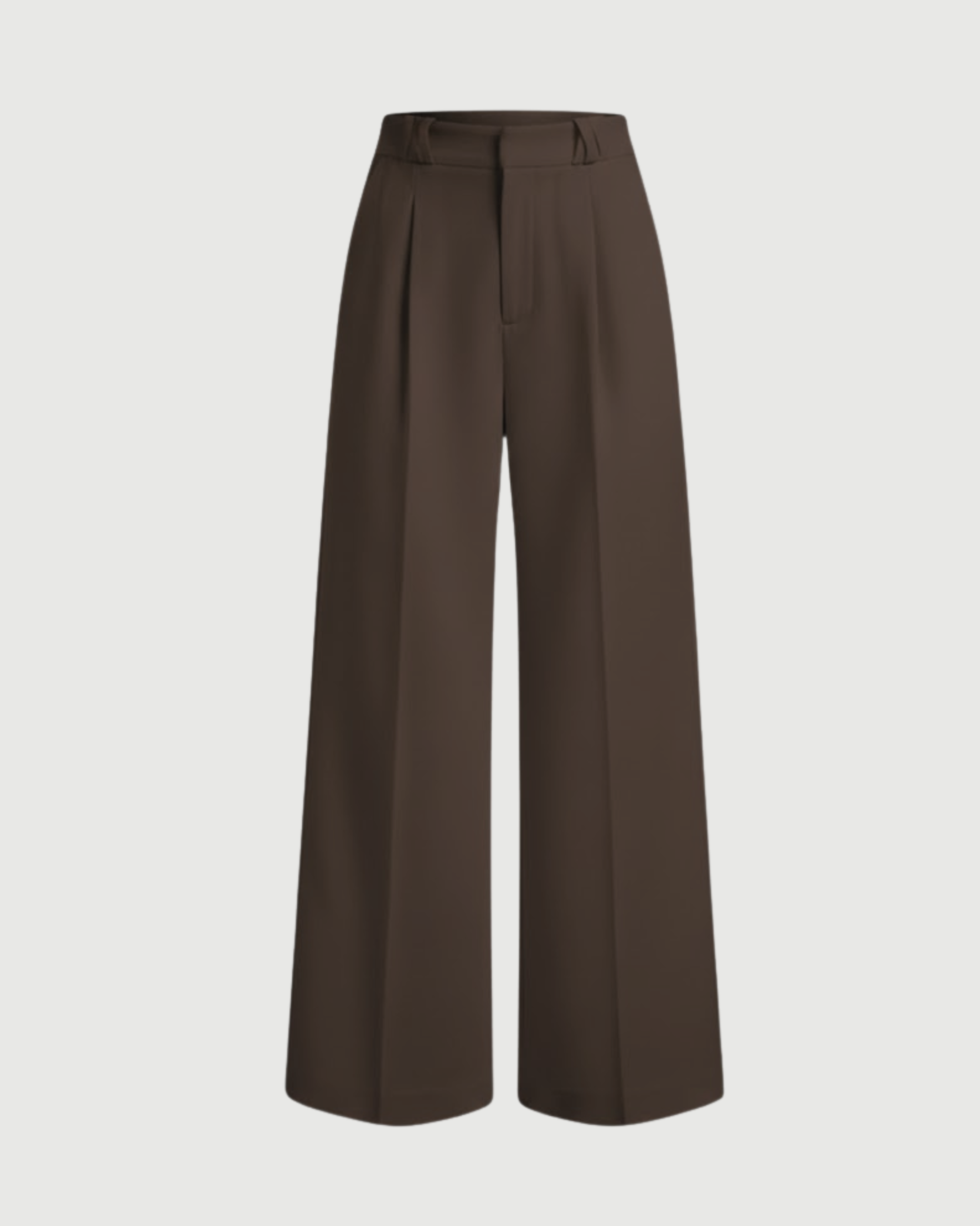 Sleek Pleated Straight Leg Pants-Coffee