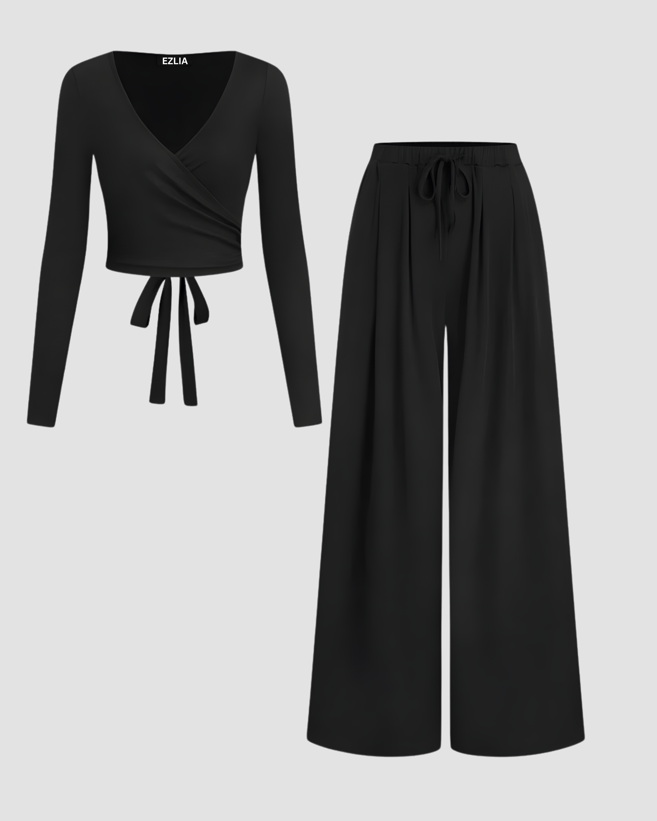 Knotted Long Sleeve Top & Straight Leg Pants