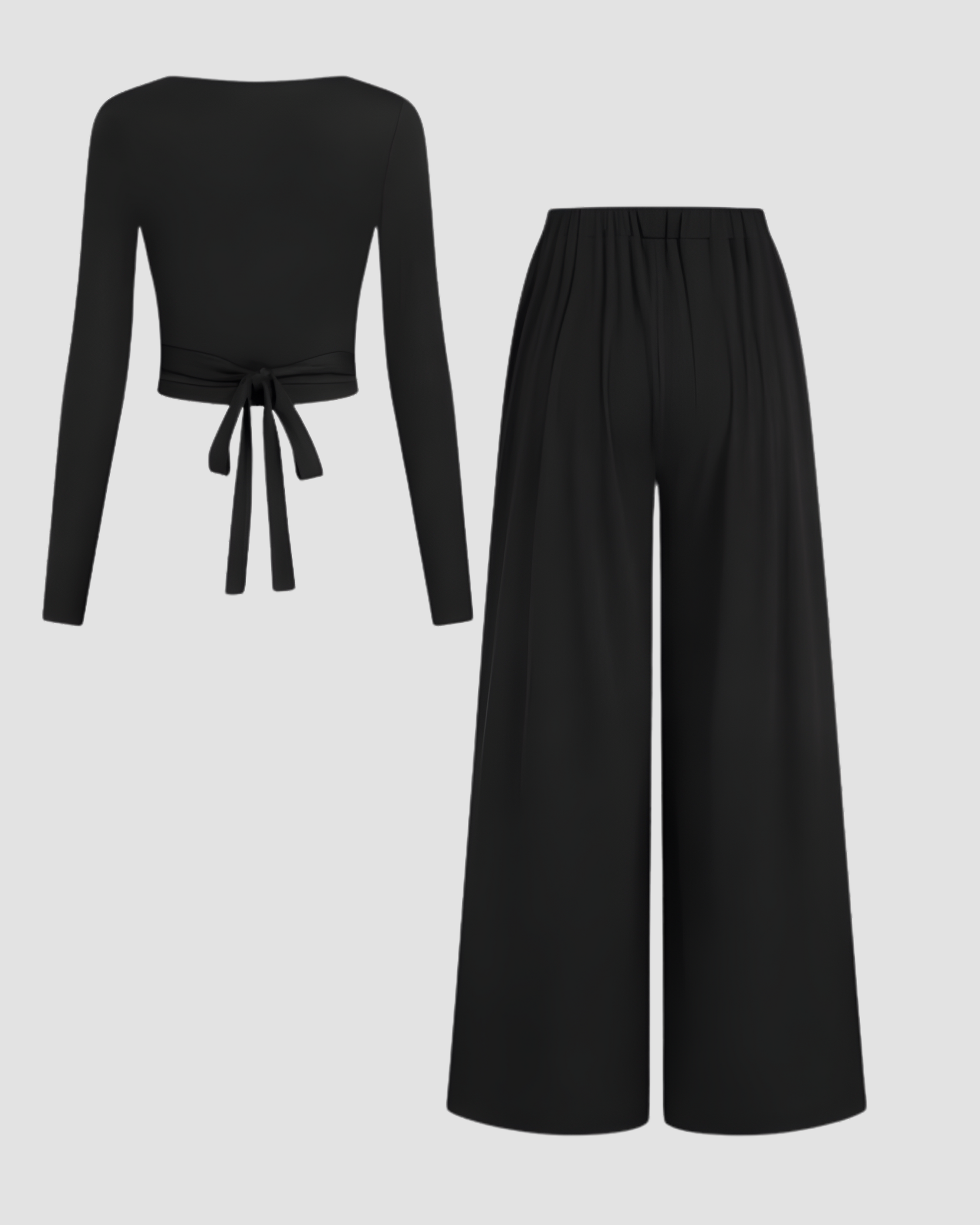 Knotted Long Sleeve Top & Straight Leg Pants