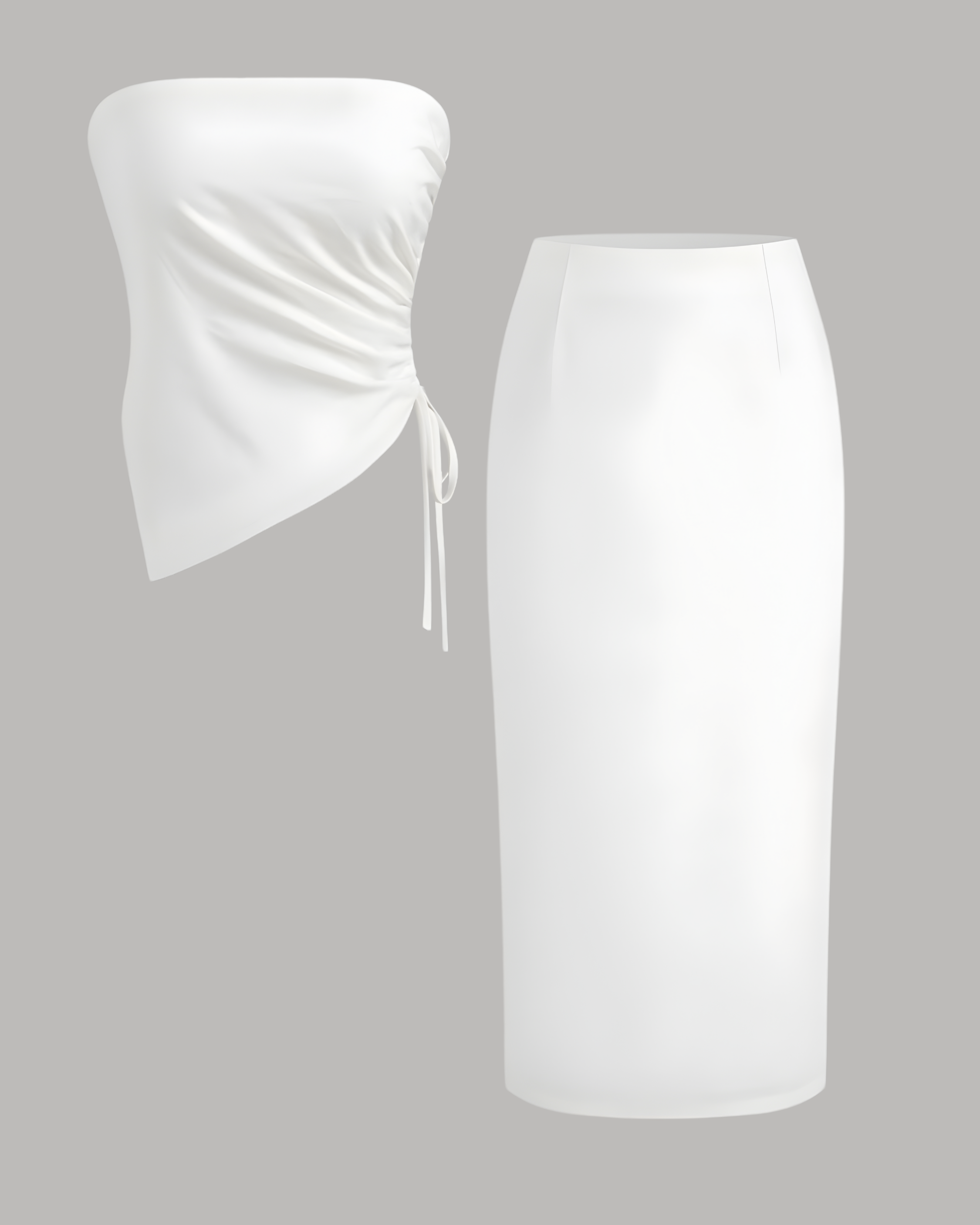 Linen Blend Bandeau & Split Maxi Skirt Co-ord