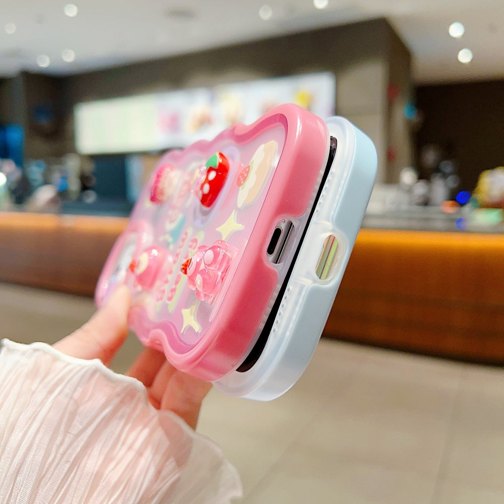 Ezlia 3D Fancy Bear Toy PC (Hard) | TPU (Soft) Printed iPhone 15 Plus Cover with Stand