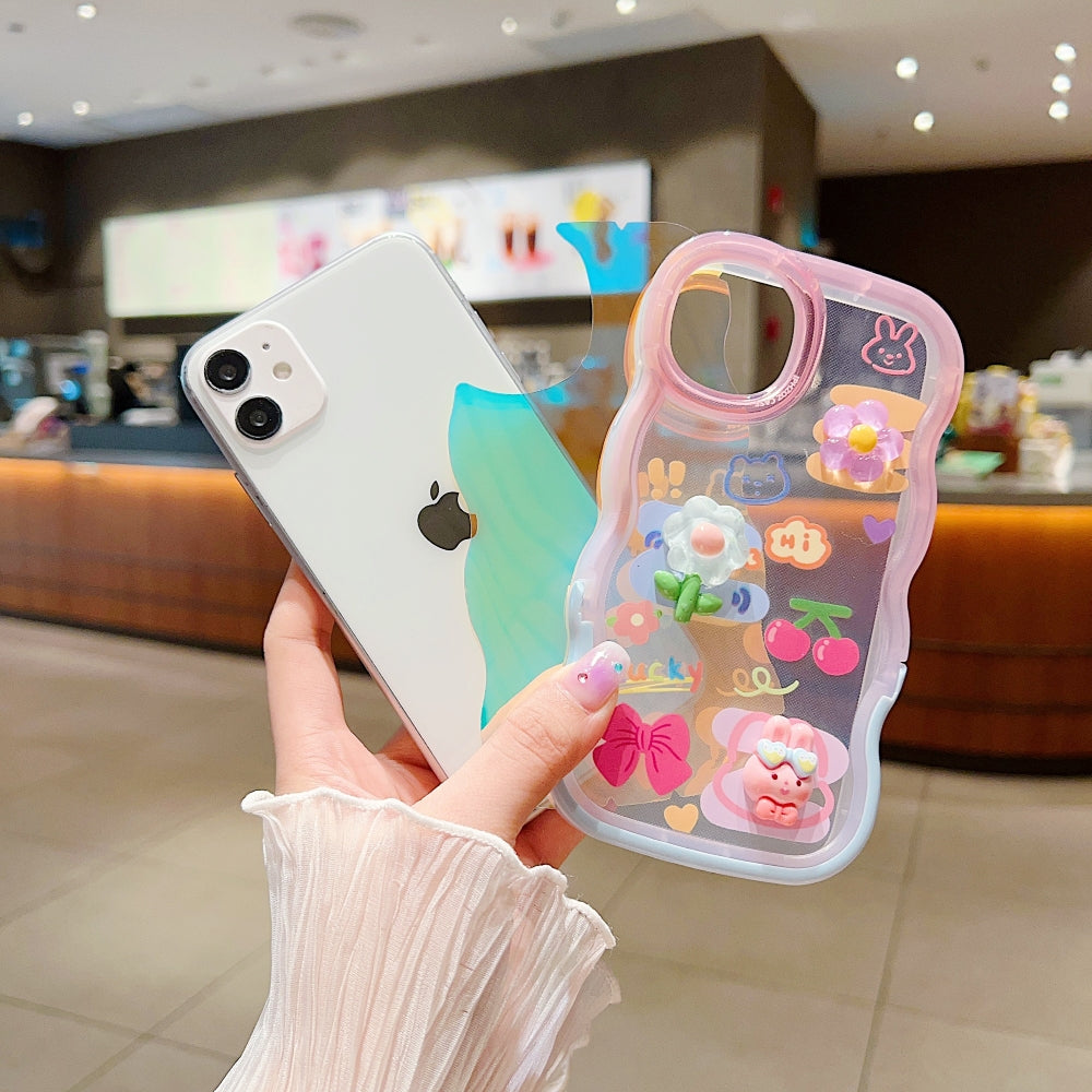 Ezlia 3D Fancy Bear Toy PC (Hard) | TPU (Soft) Printed iPhone 16 mini Cover with Stand