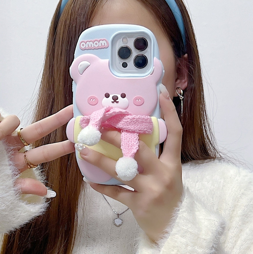 Ezlia 3D Silicone Bear Soft iPhone 16 Case