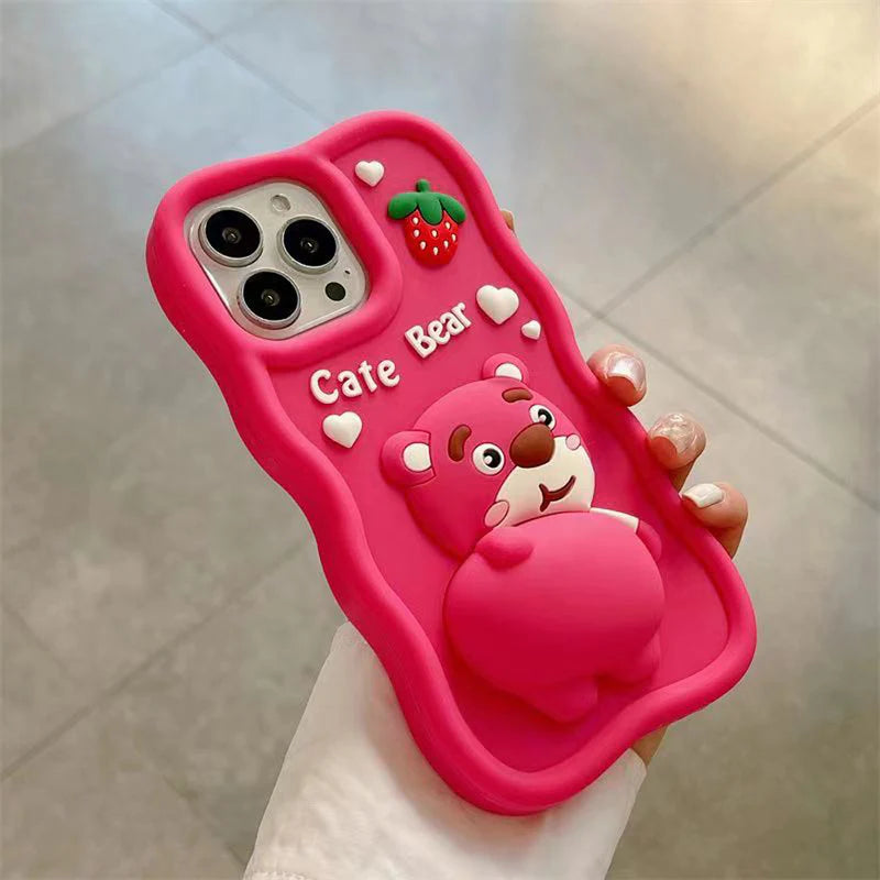 Ezlia Cute Bear Soft Silicon Cartoon IPhone 16 Pro Max Case