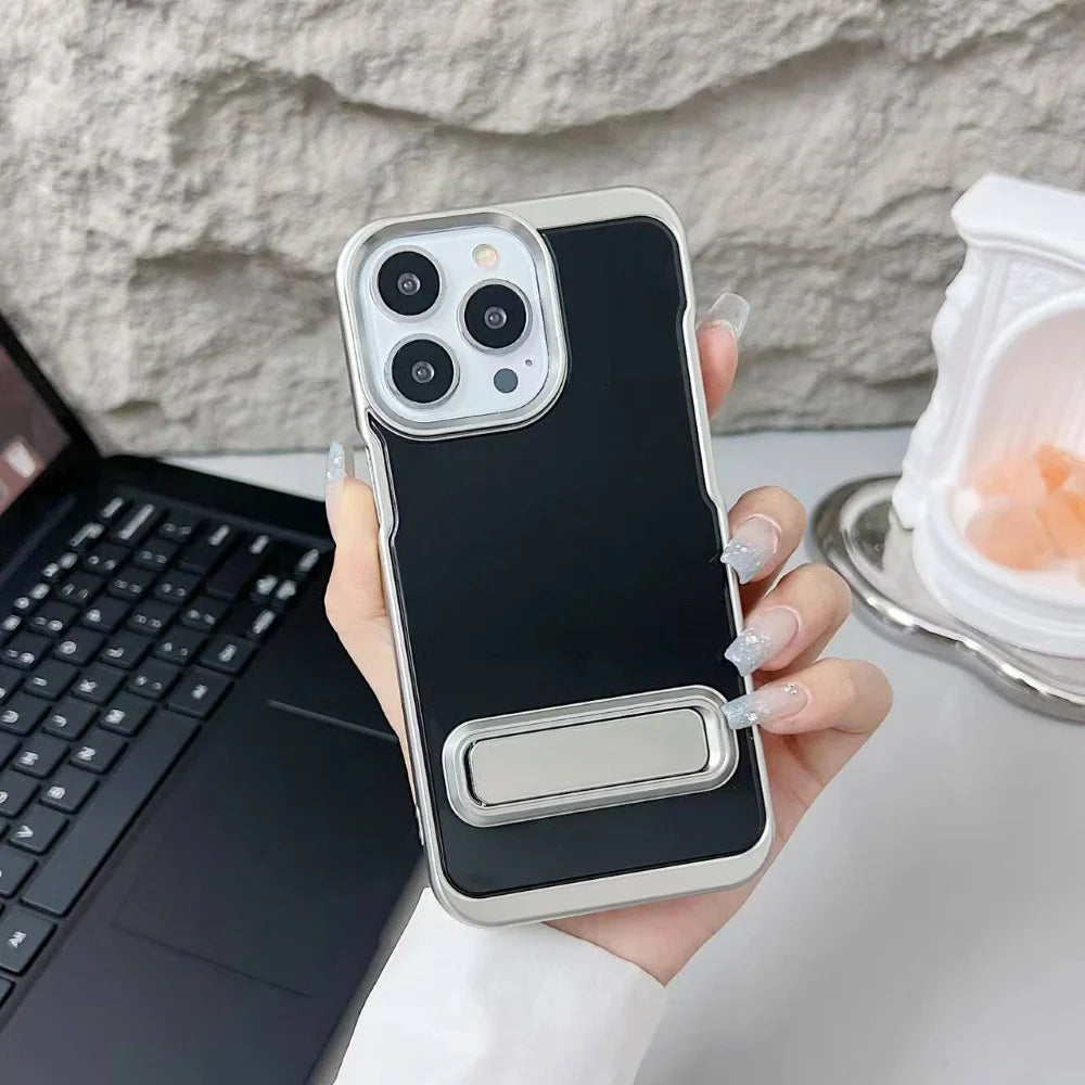 Ezlia Electroplated Metal Kickstand TPU (Soft) iPhone 15 Plus Case