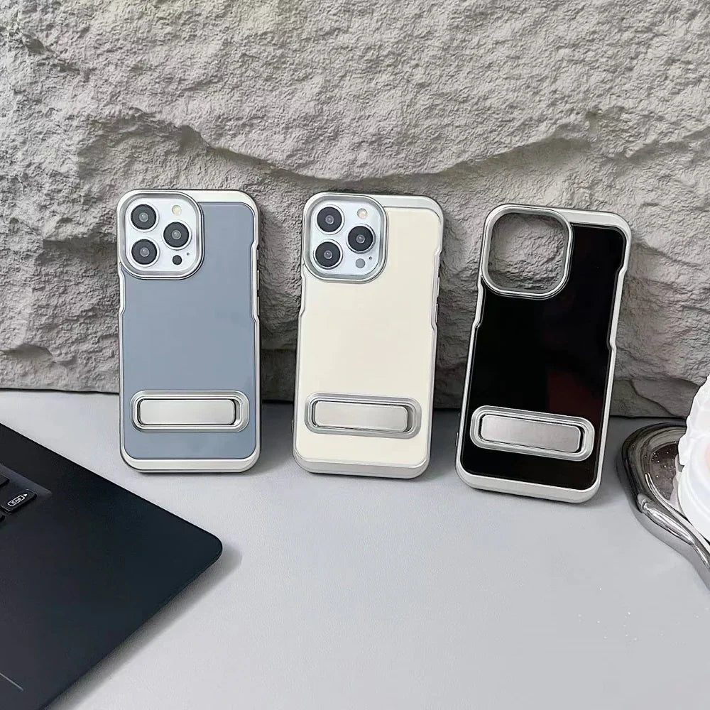 Ezlia Electroplated Metal Kickstand TPU (Soft) iPhone 16 Cases