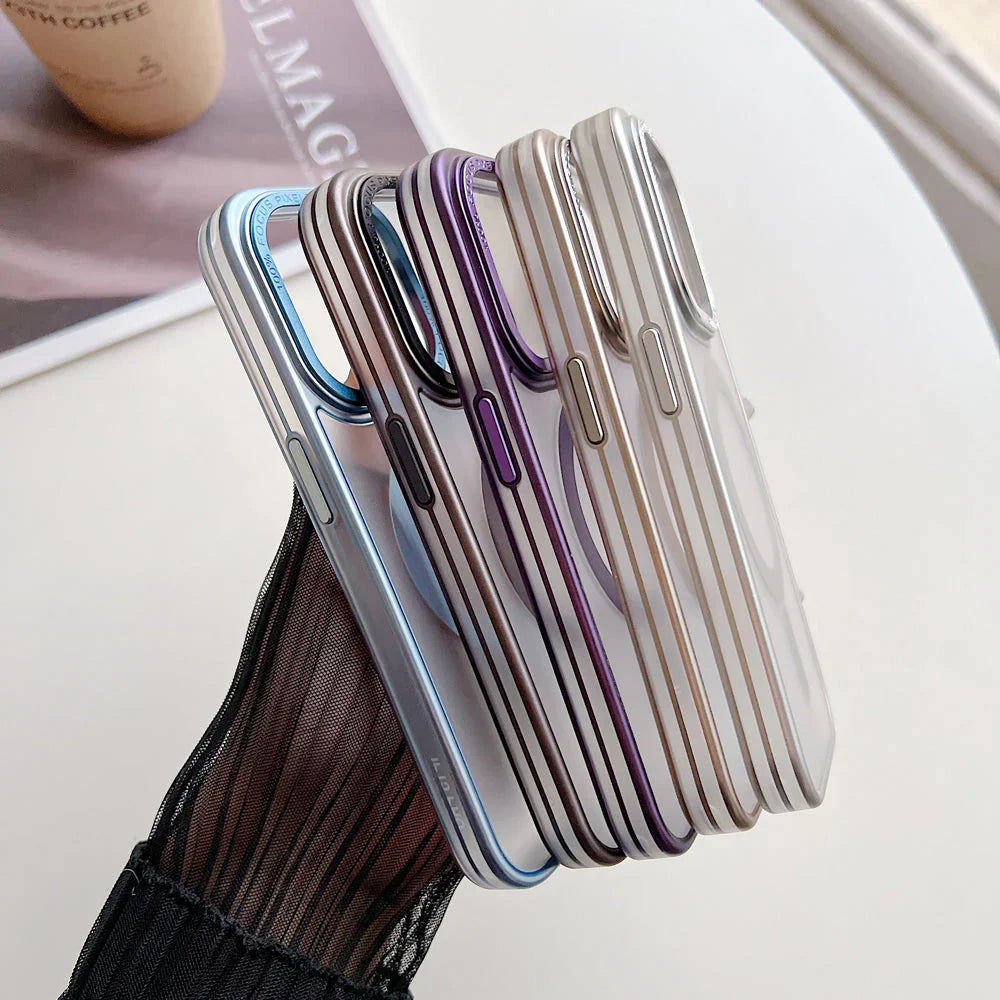 Ezlia Metal Lens Frame Magnetic Wireless PC (Hard) iPhone Cases