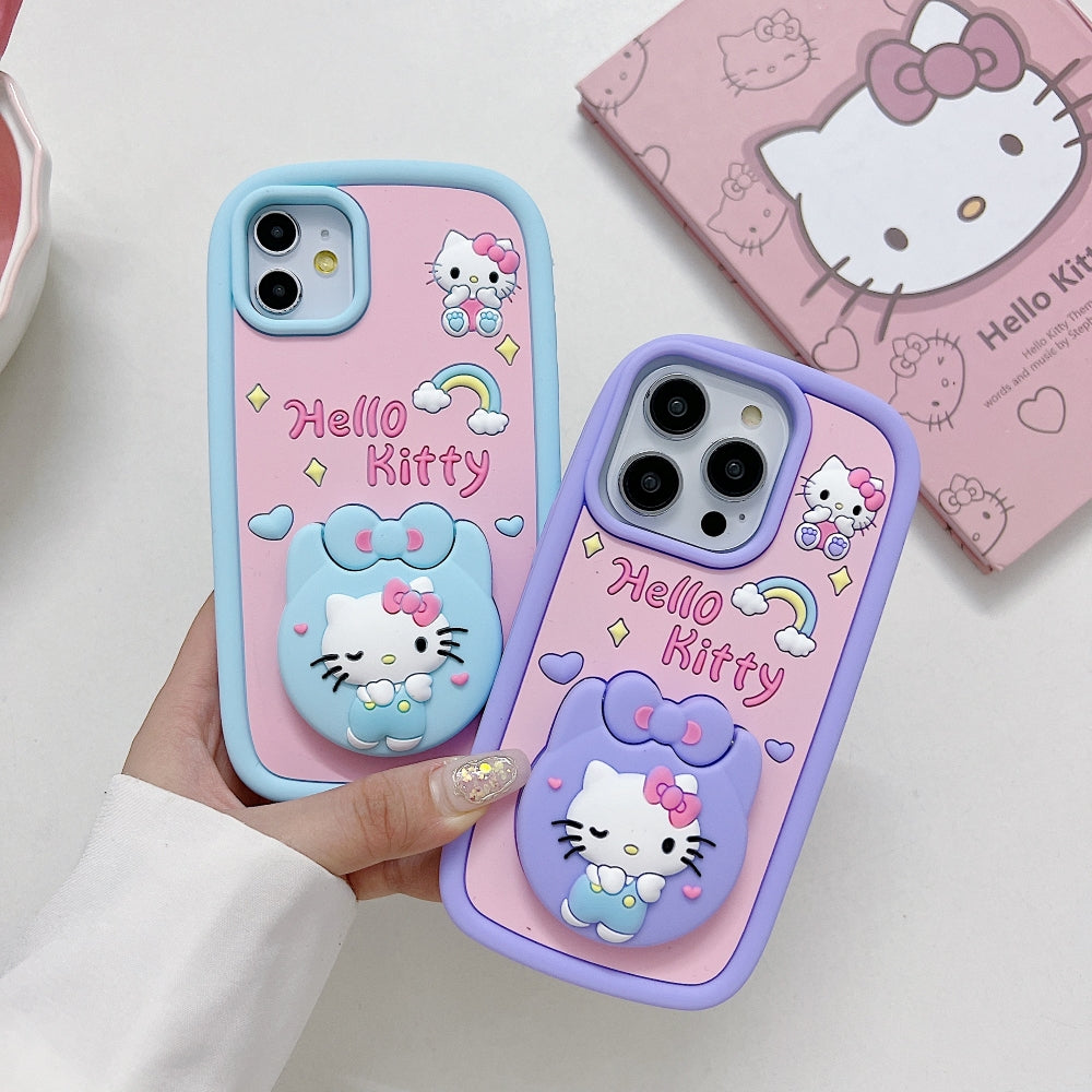 Full Protective Bow Cat Doll (Hello Kitty ) Flip Mirror iPhone 14 Pro case