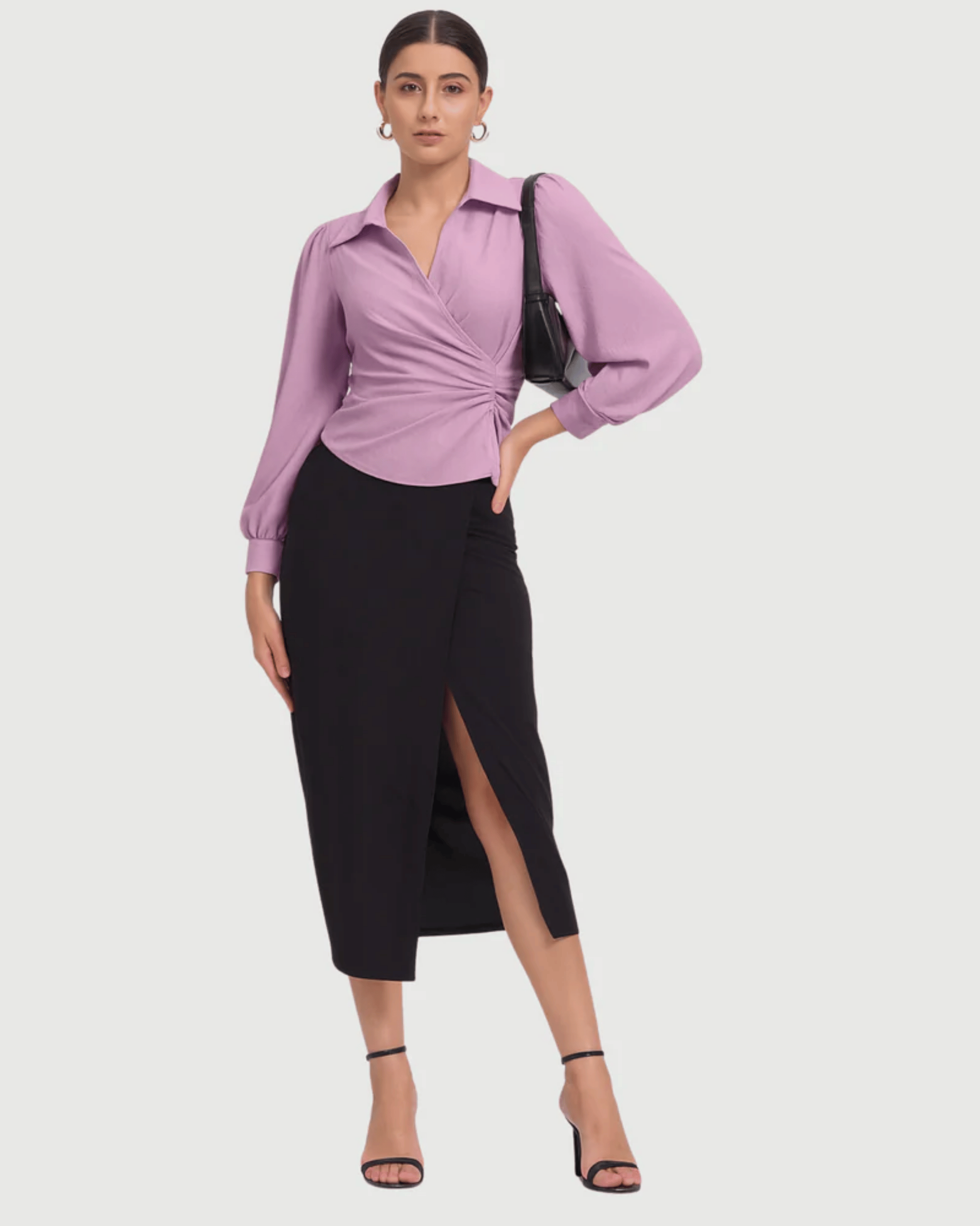 Lavender V-Neck Bubble Wrap Top