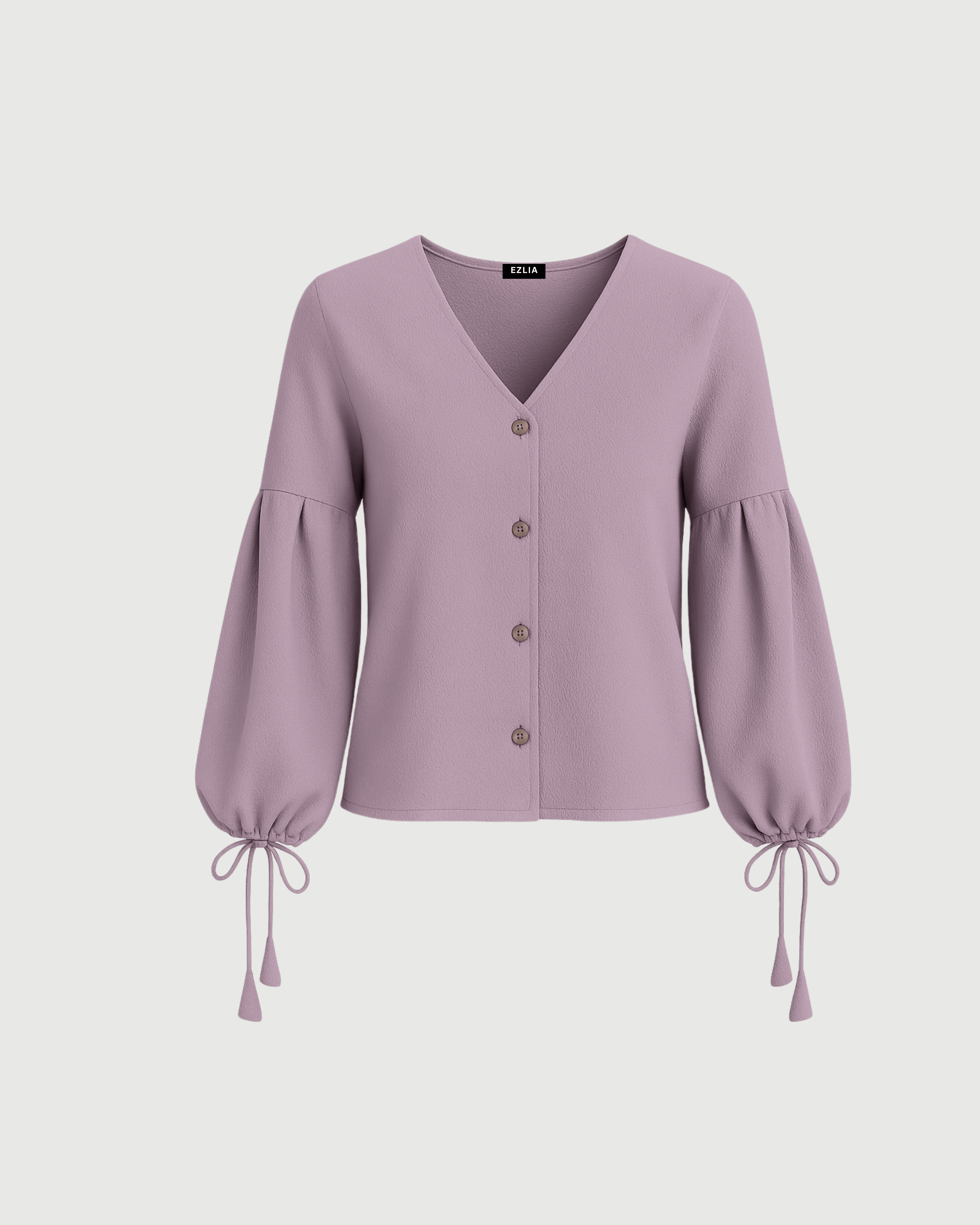 Lavender V-Neck Button Top