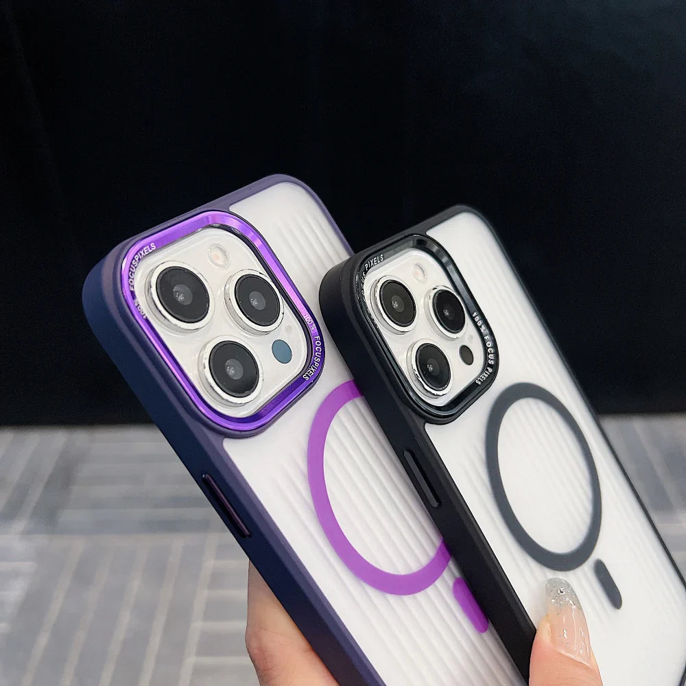 Metal Lens Frame Magnetic Wireless PC (Hard) iPhone 14 Cases