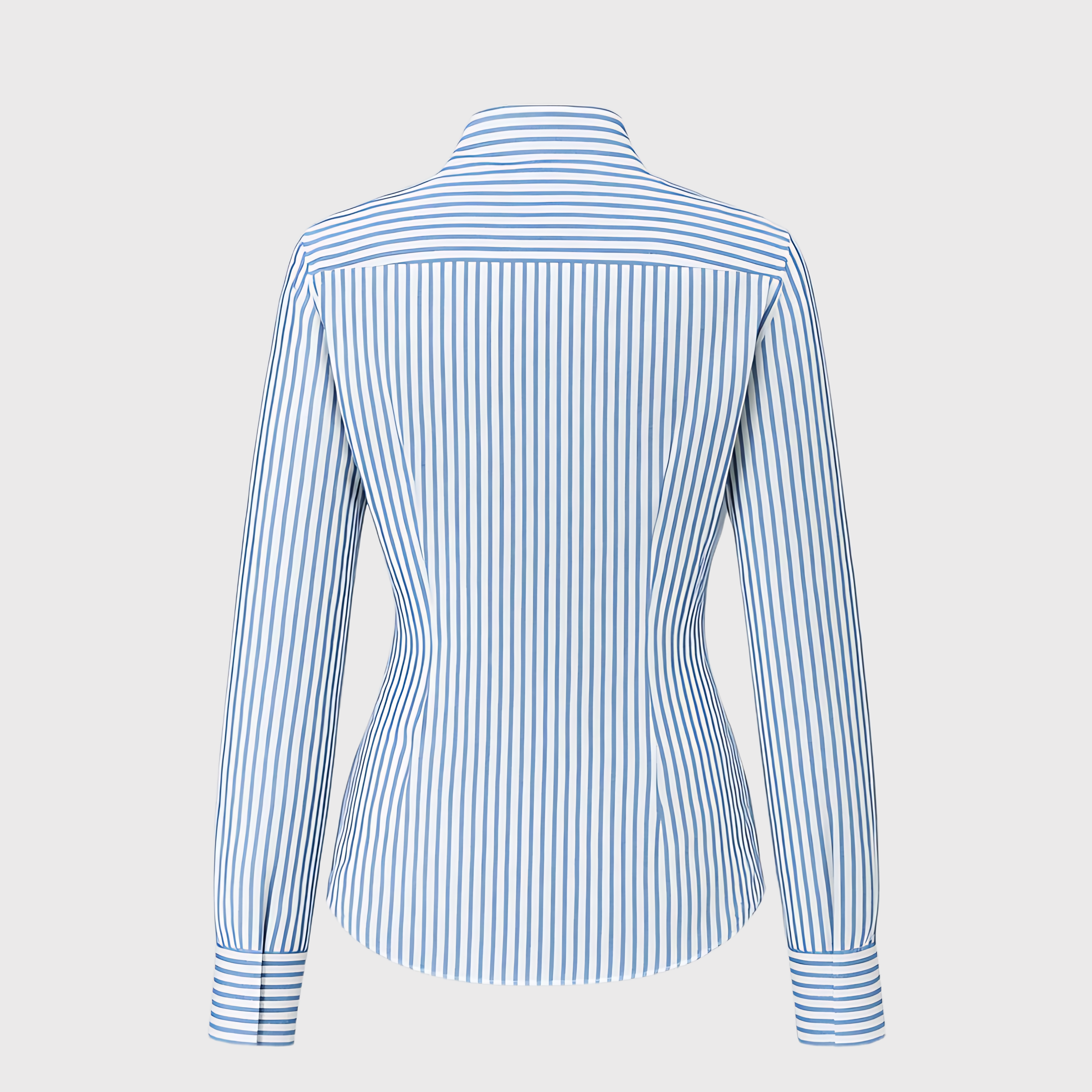 Soft Blue Striped Slim Shirt for Women