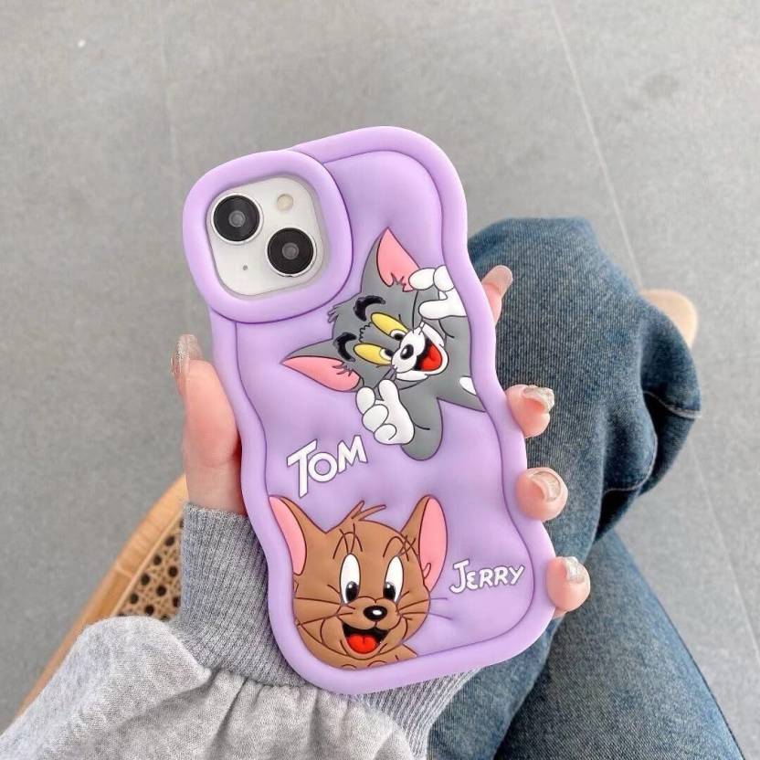 Silicone Soft 3D Cartoon Wavy Edge iPhone 14 Case (Tom & Jerry)