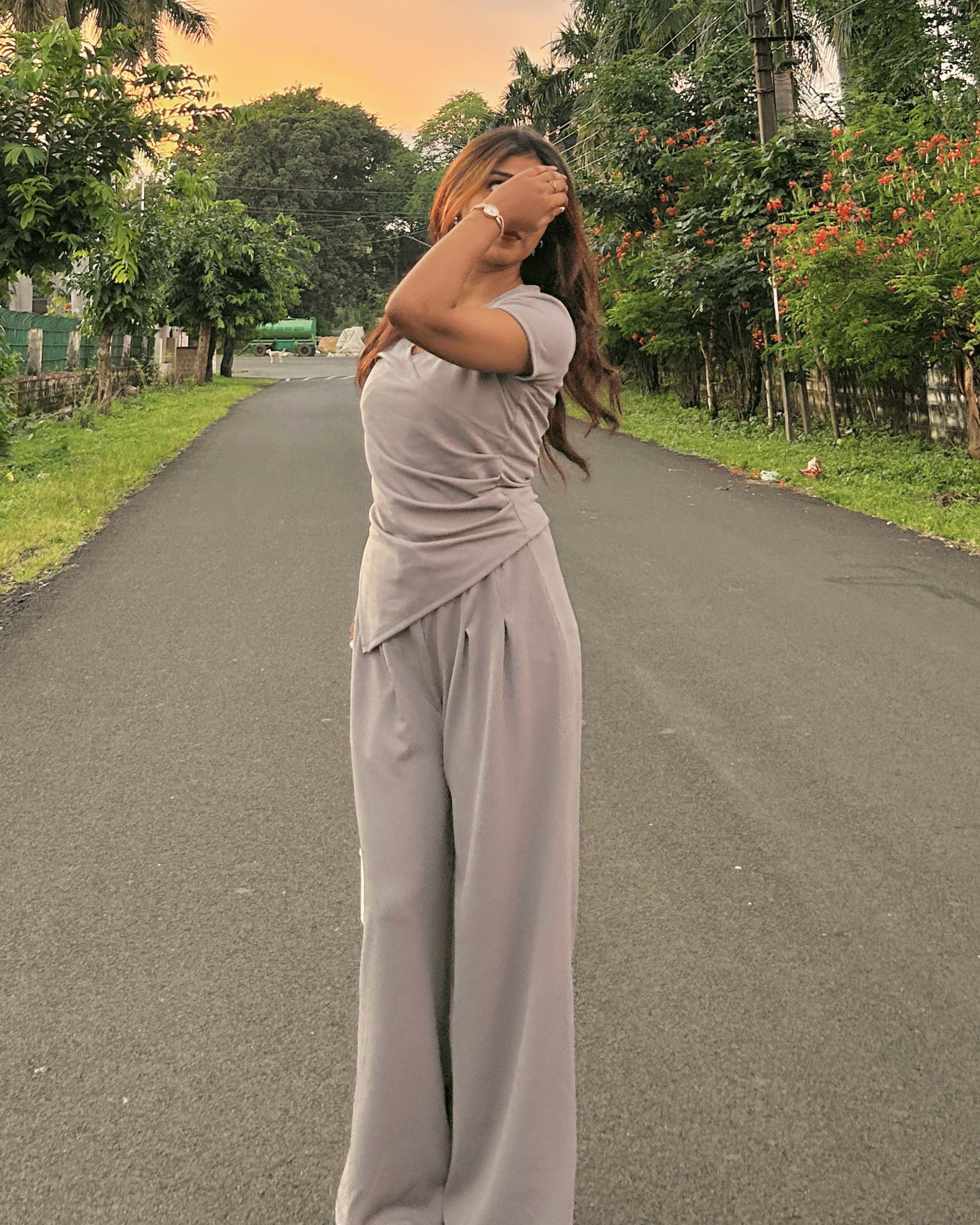 Stylish Grey Wrap Co-ord Set