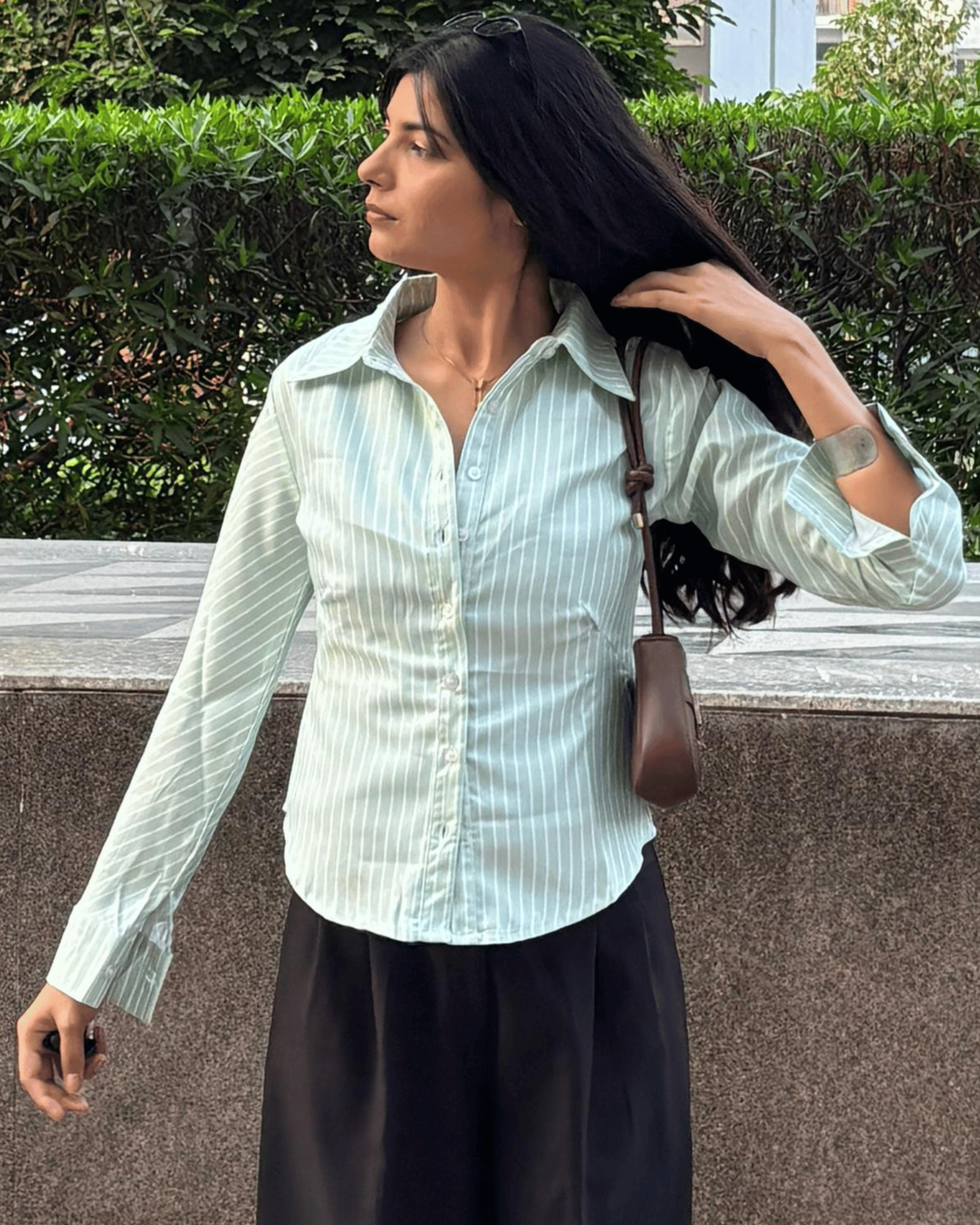 Light Green Striped Shirt