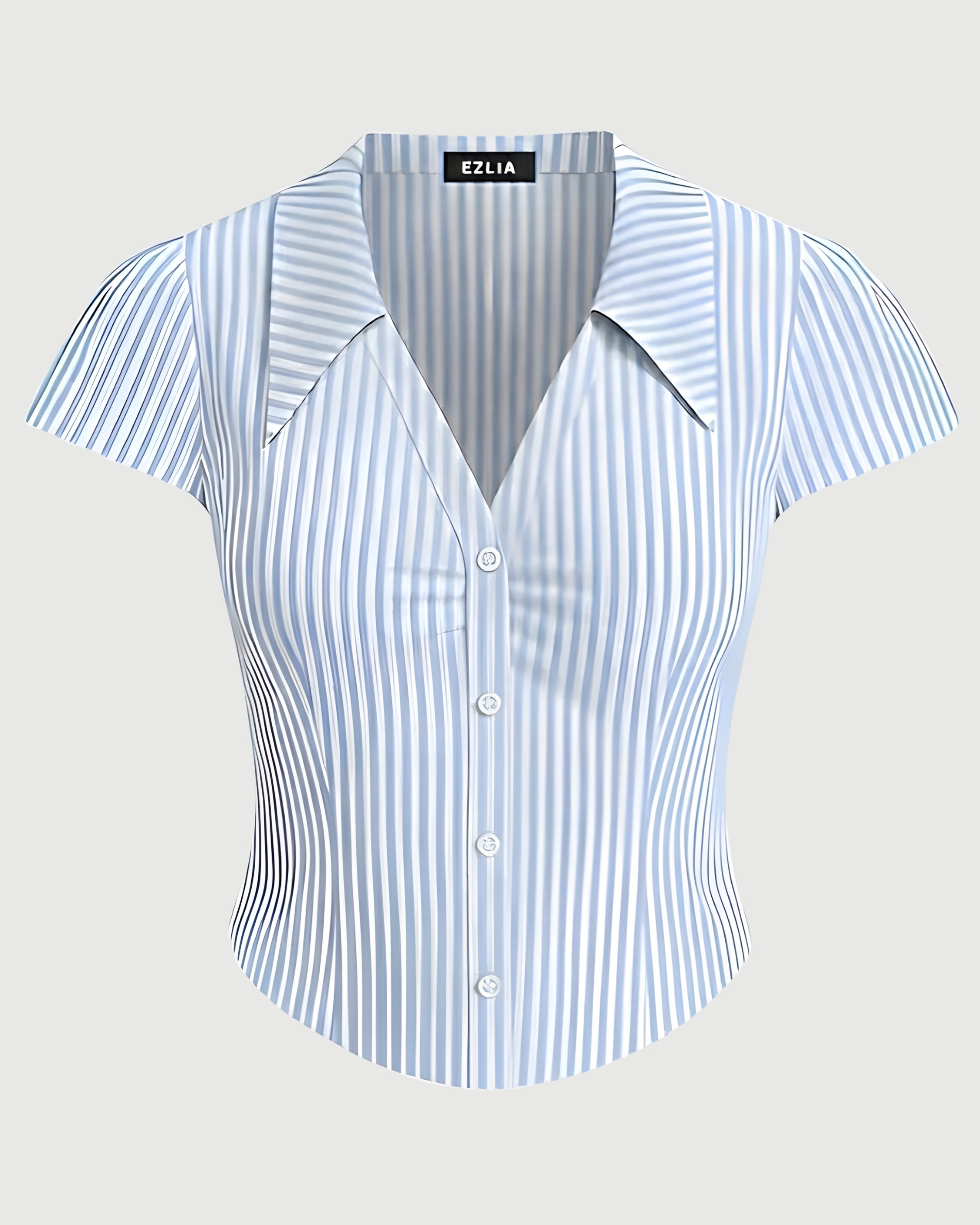 Blue & White Striped Button-Down Top